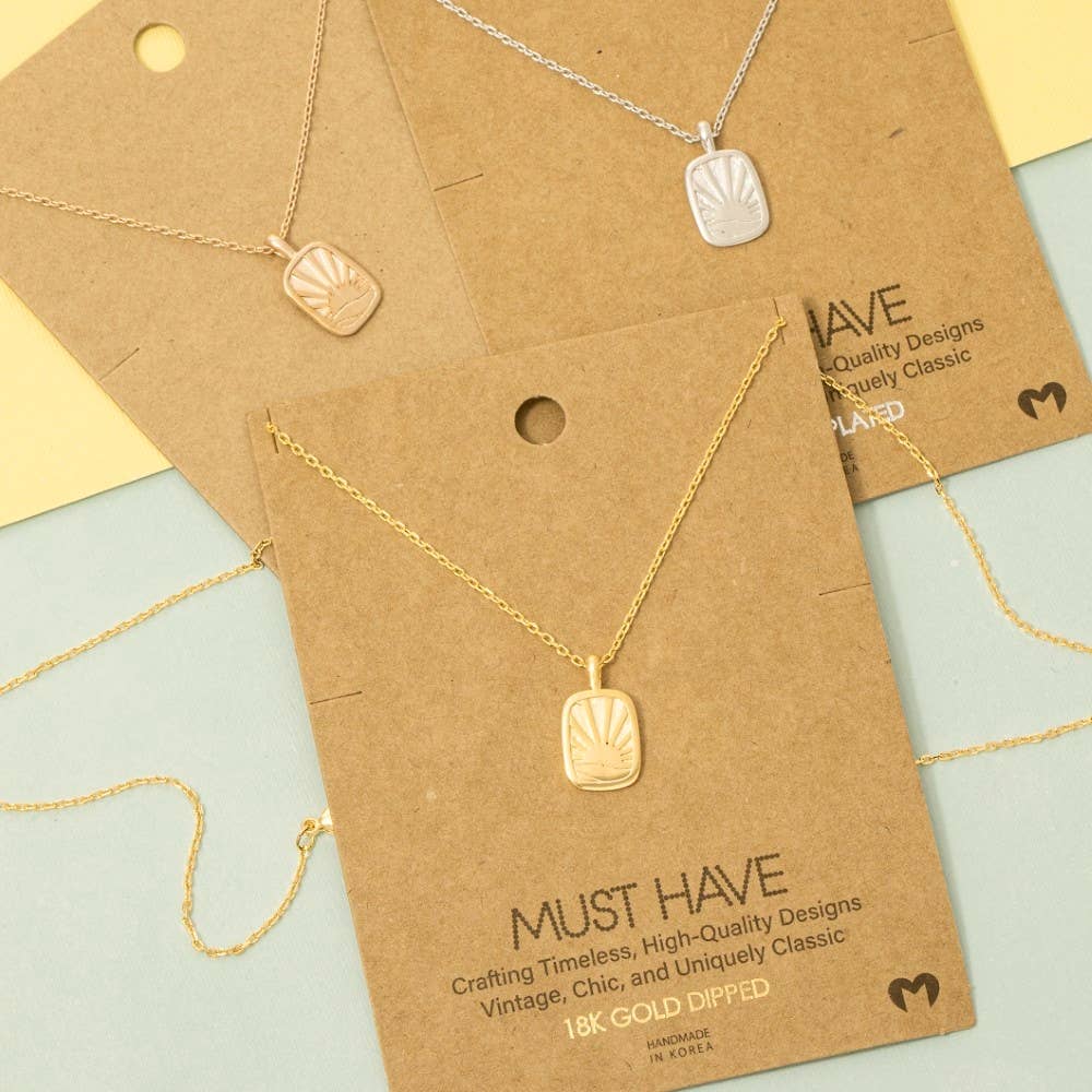 Sun Rise Pendant Necklace- silver