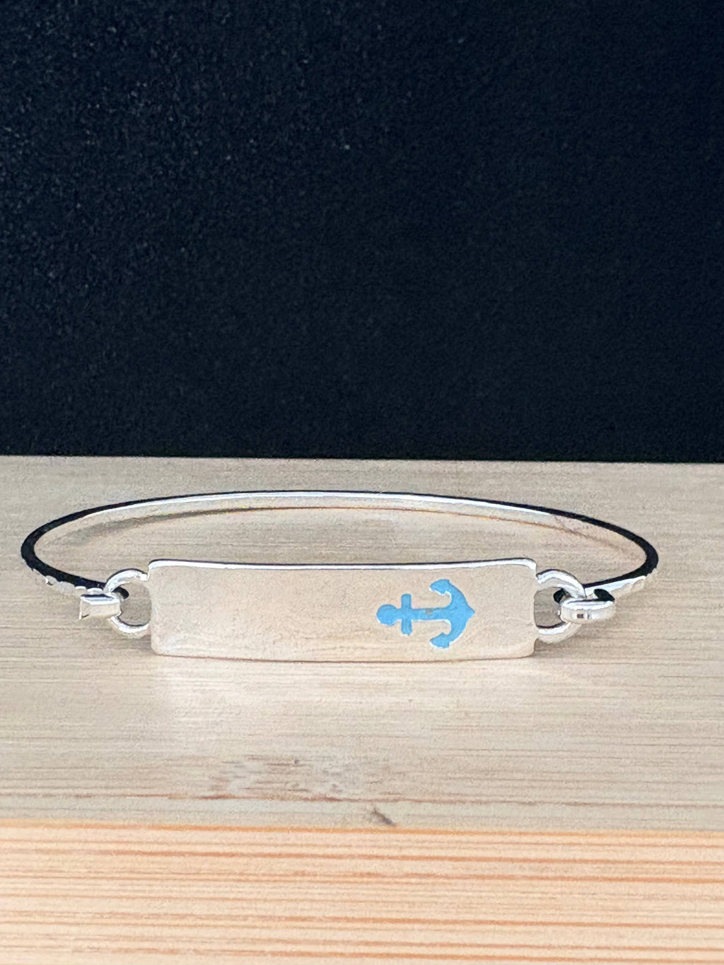 Silver Long Rectangle Anchor Casting Bangle