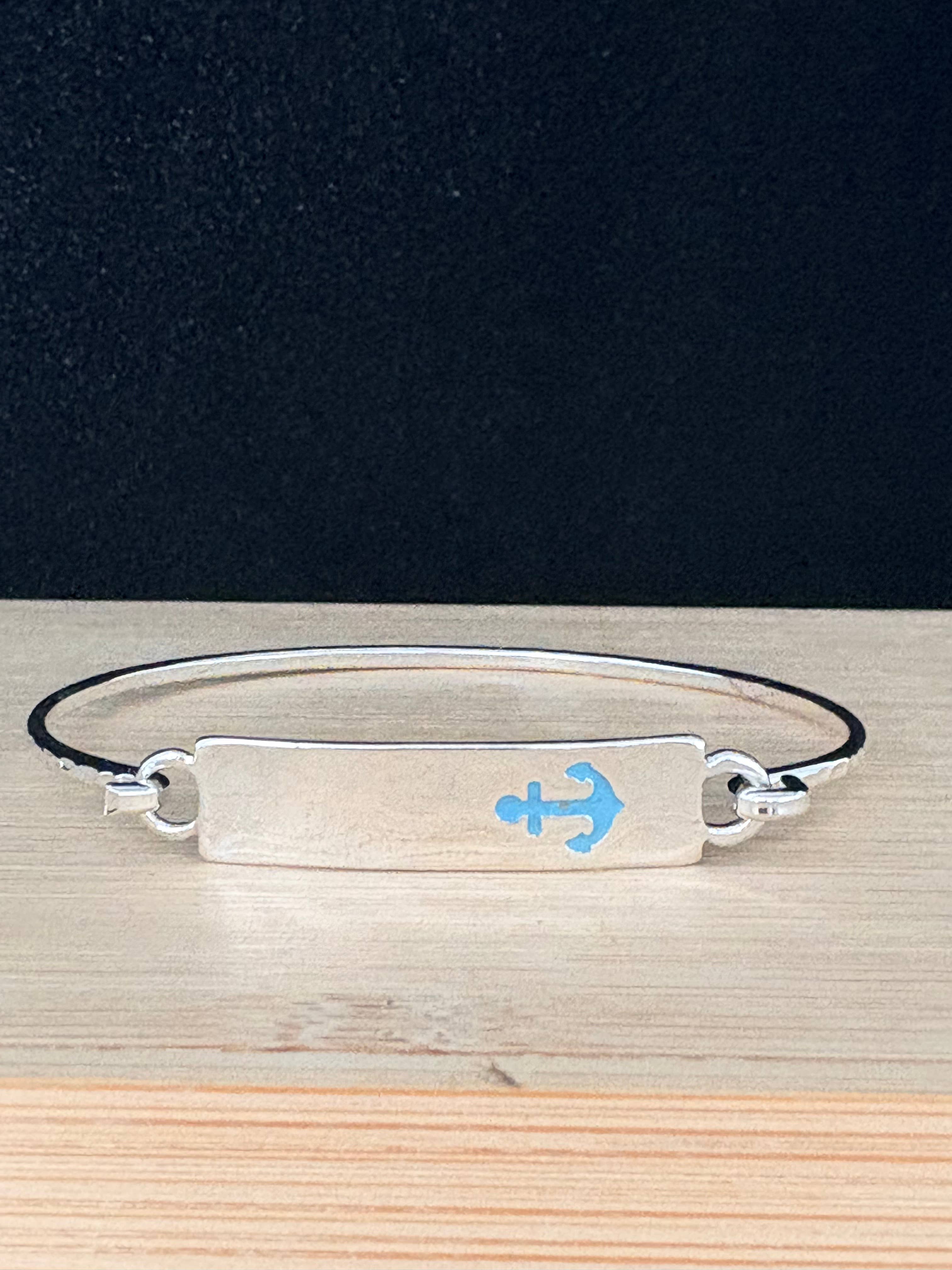 Silver Long Rectangle Anchor Casting Bangle