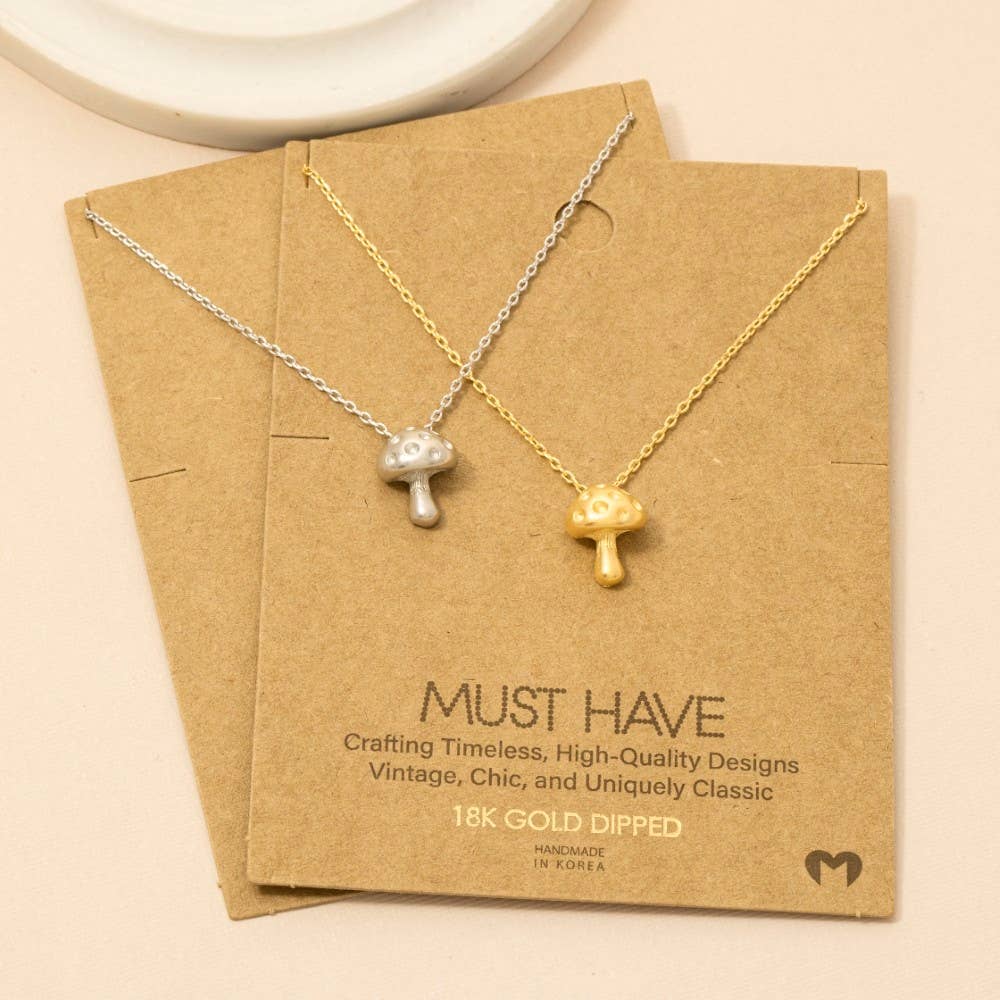 Gold Dipped Mini Mushroom Pendant Necklace