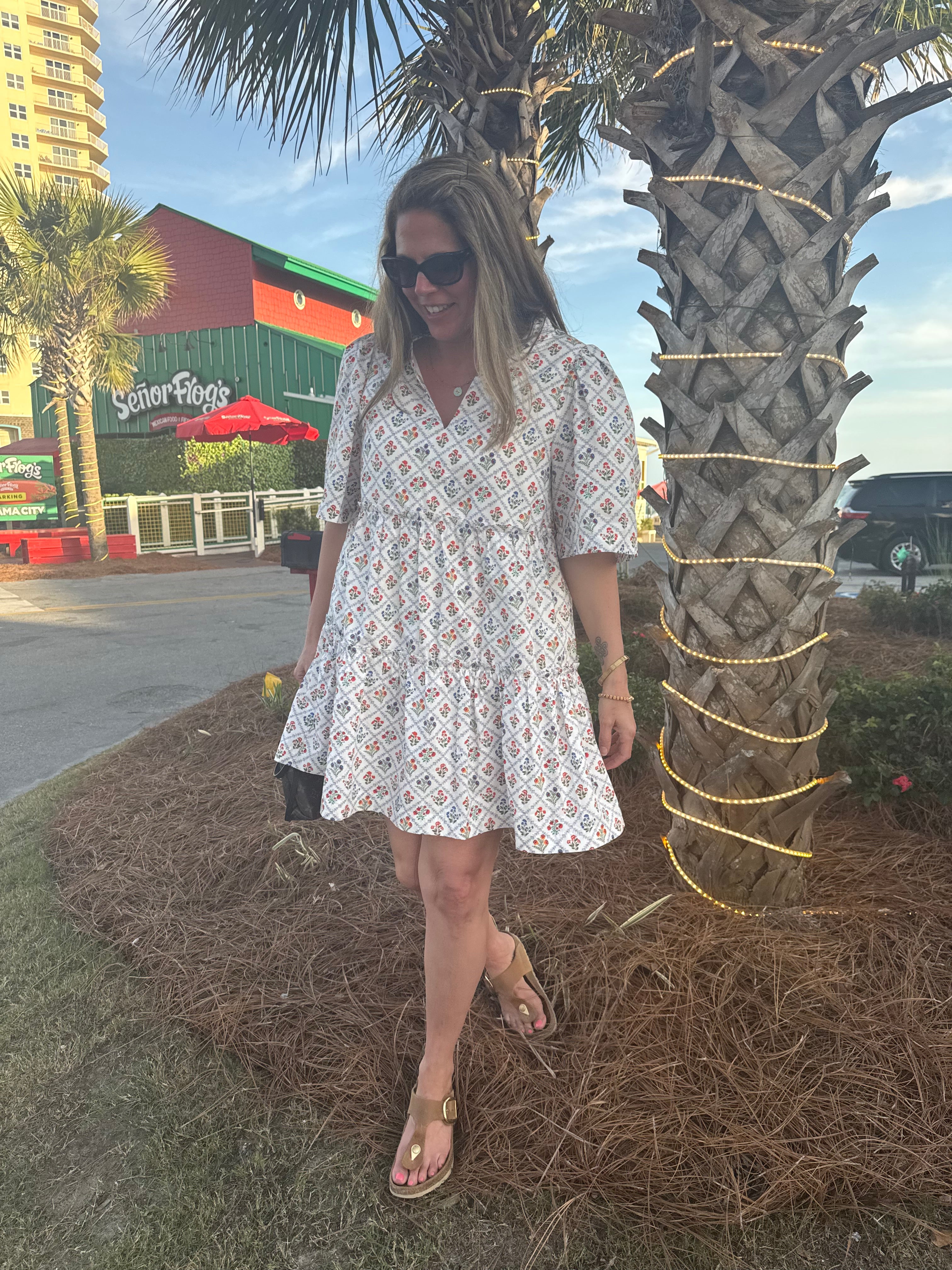 Lara Floral Dixie Split Neck Shift Dress