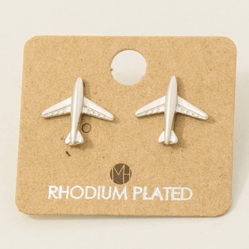 Airplane Stud Earrings- silver