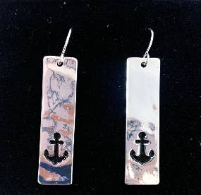 Long Rectangle Sea Life Anchor Earrings
