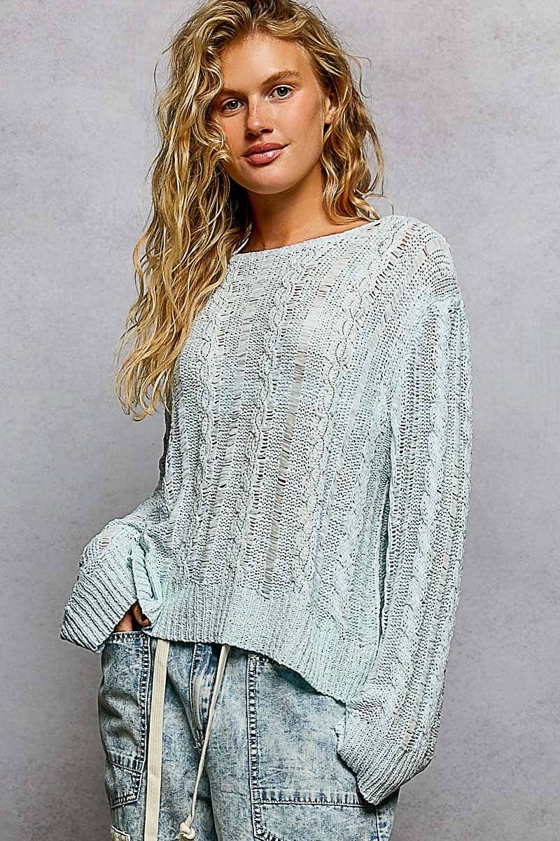 Lightweight Cable Knit Summer Sweater Top