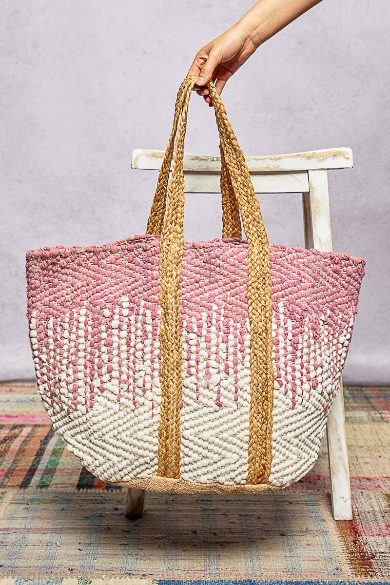 Cotton Dotted Woven Boho Tote Bag