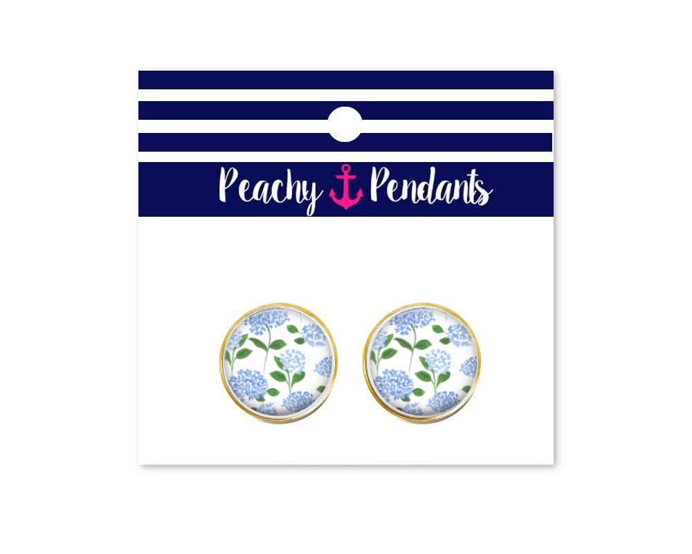 Earrings - Studs - Watercolor Hydrangeas