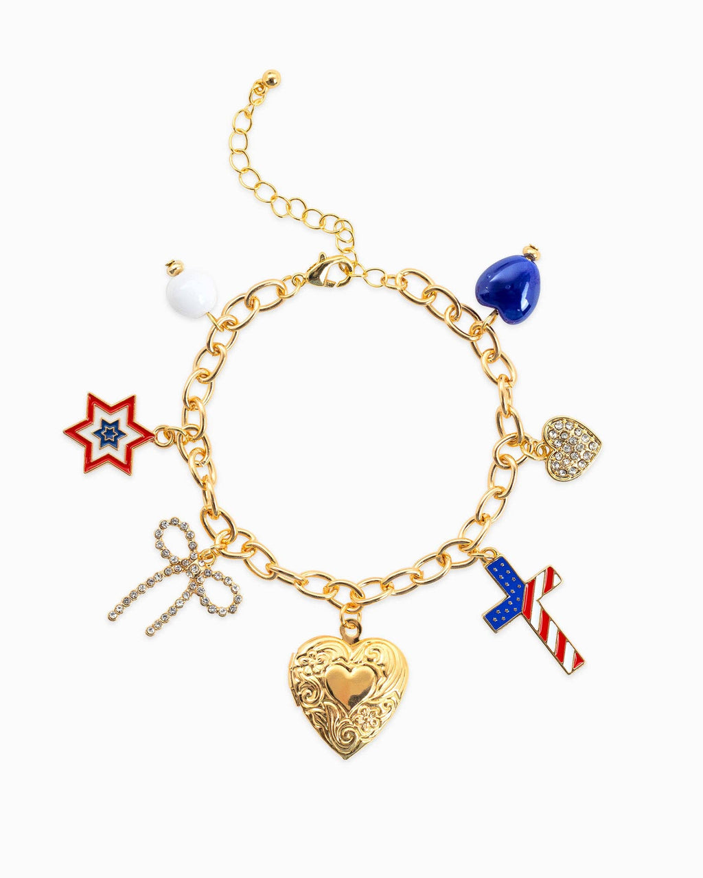 Patriotic Americana Sweet Liberty Ceramic Charm Bracelet
