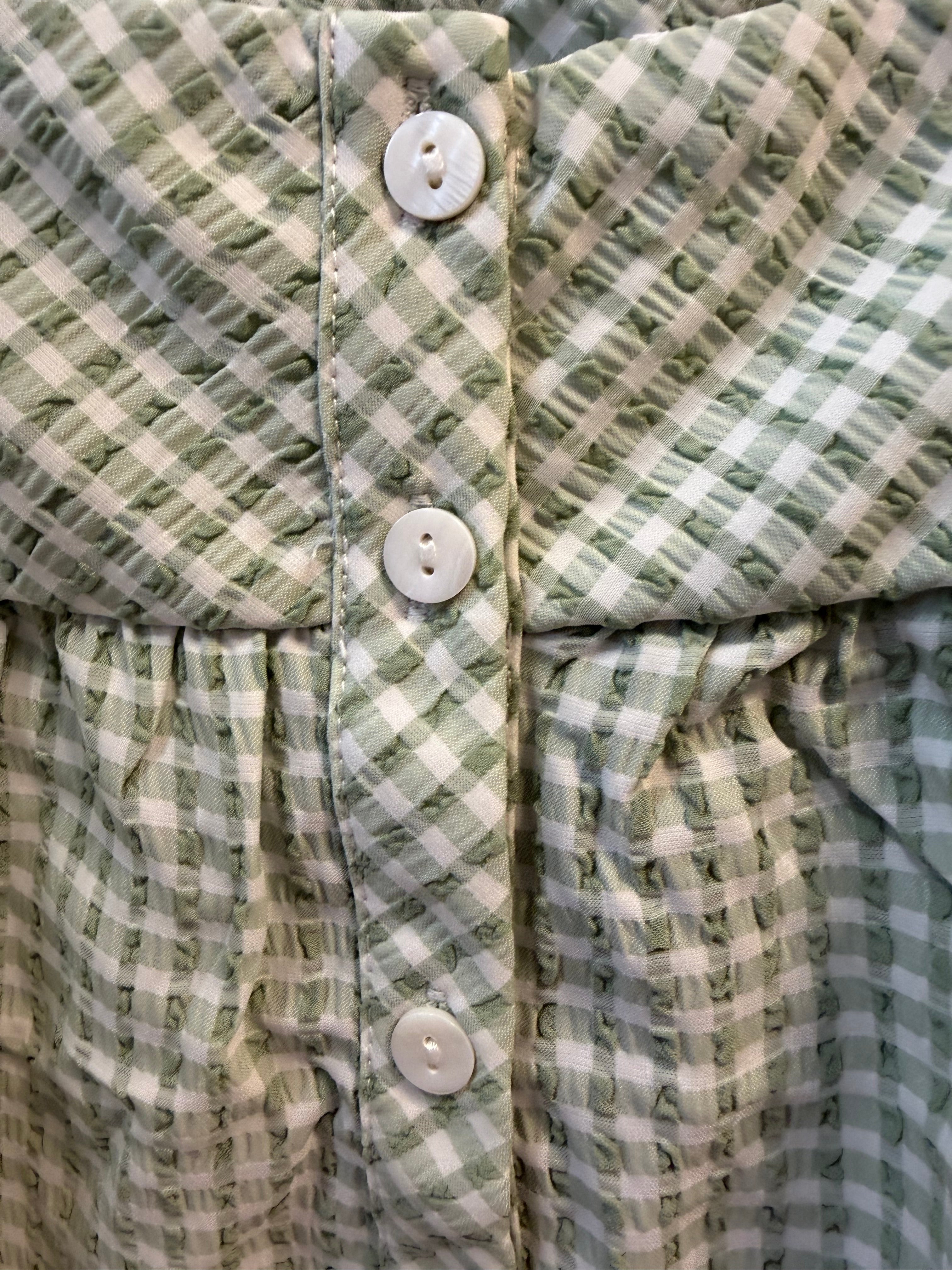 Button Front Ruffle Detail Blouse
