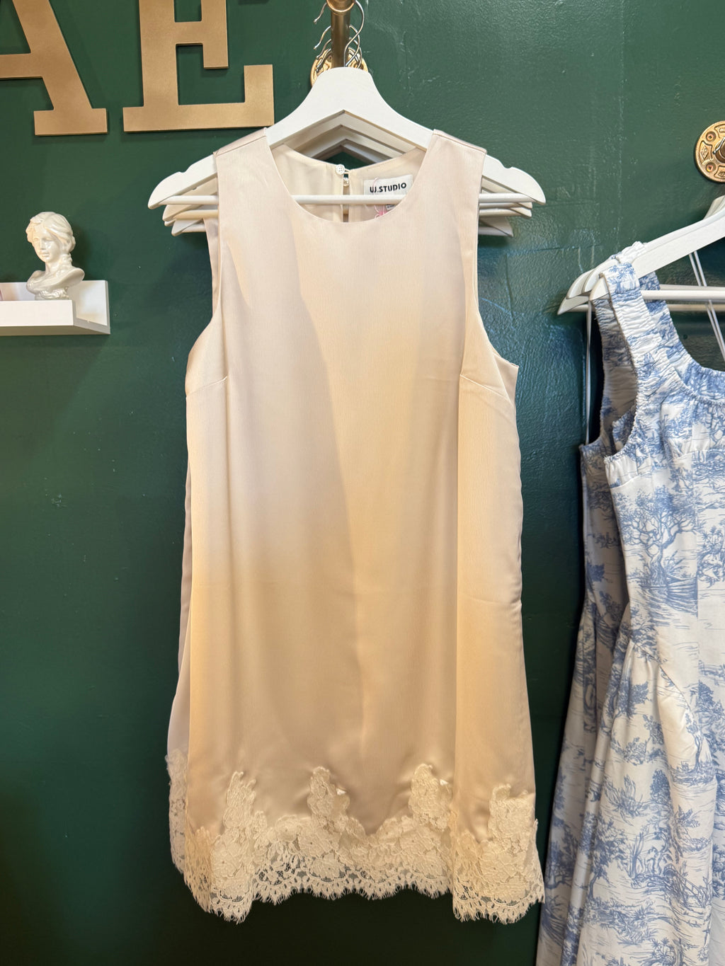 Satin Lace Shift Mini Dress