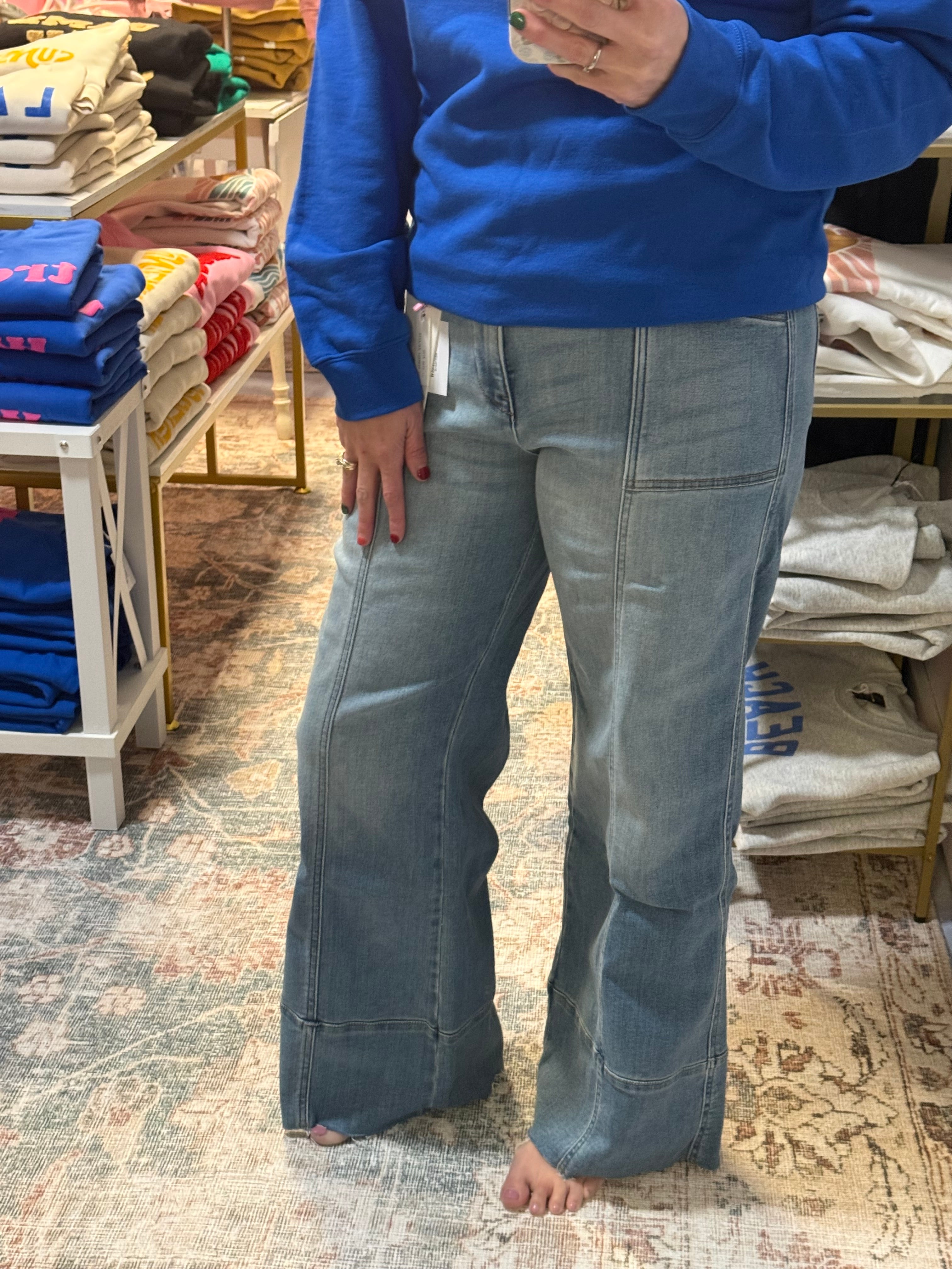 ECO FRIENDLY FABRIC TUMMY CONTROL PALAZZO JEANS