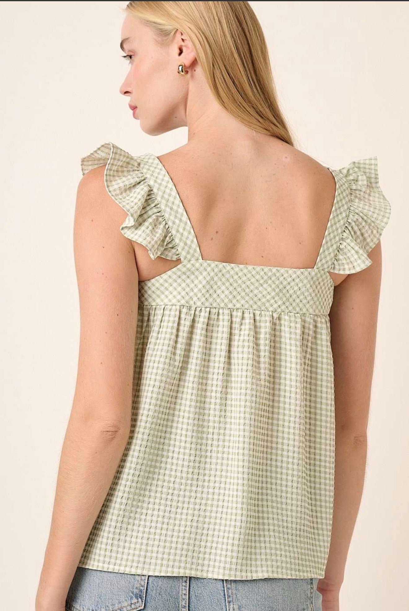Button Front Ruffle Detail Blouse