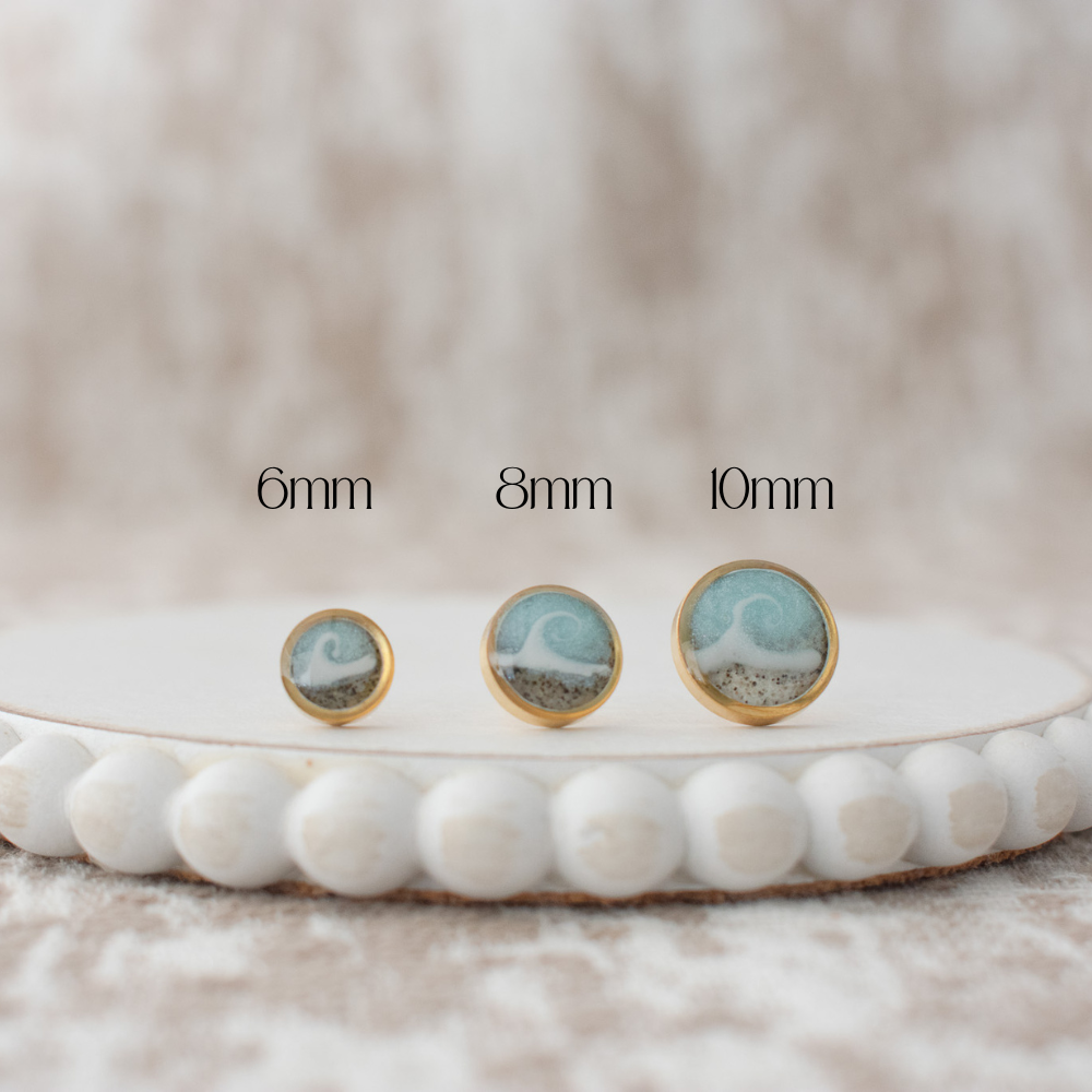 Light Blue Wave Stud | Custom Sand Earring