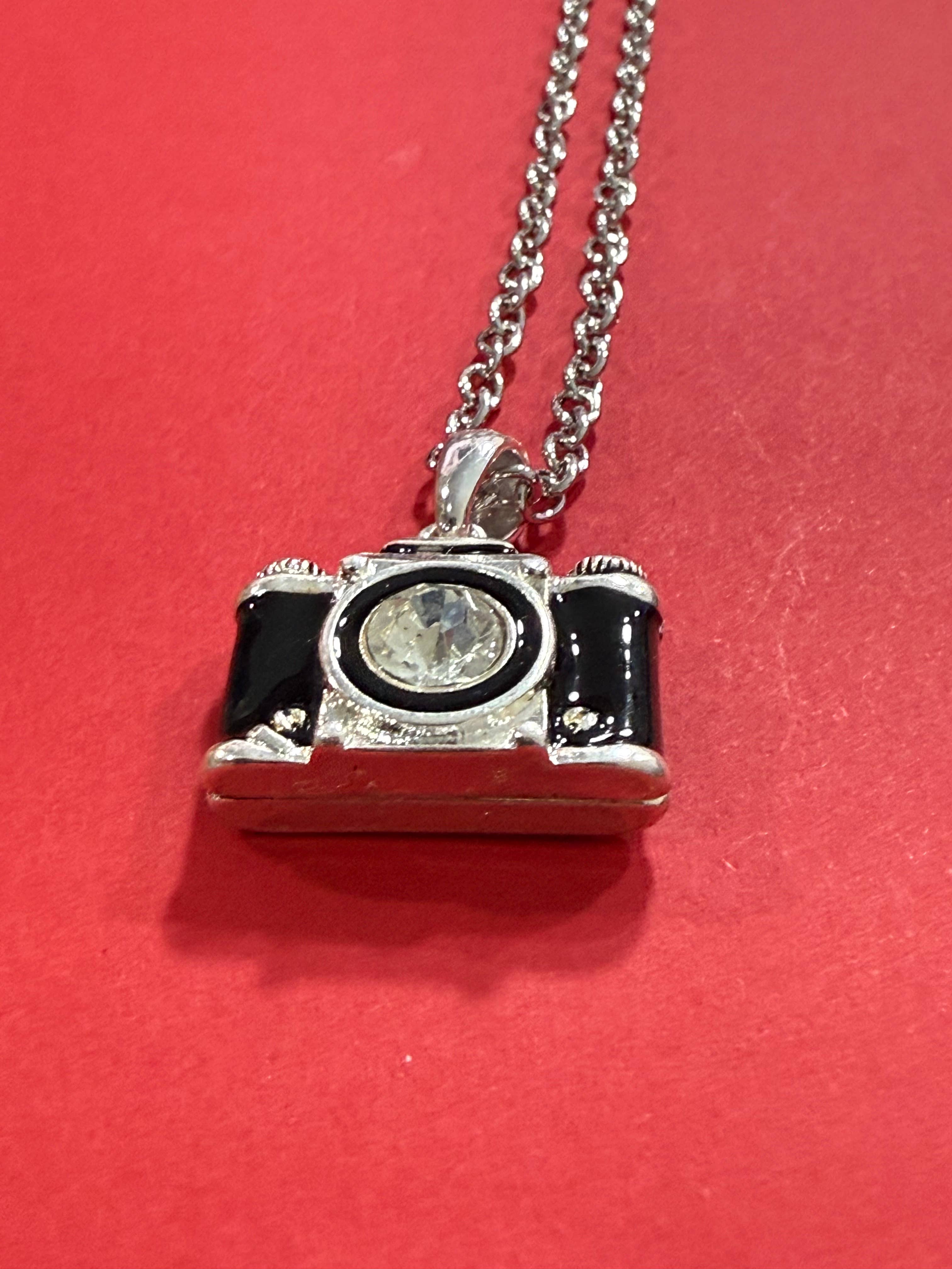 Crystal Lens Photo Camera Pendant Necklace