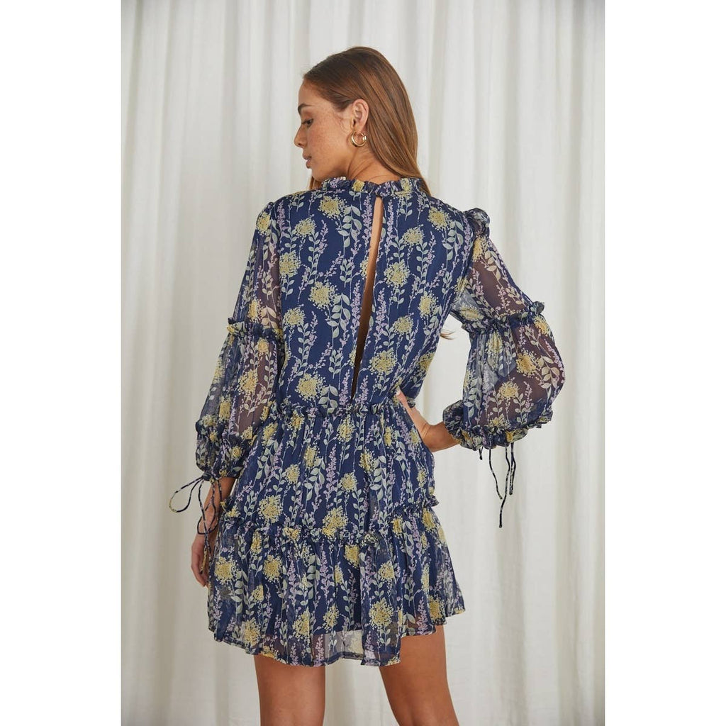 FLORAL TIERED MIDI DRESS