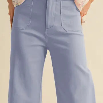 High Waist Cropped Wide Leg Pants