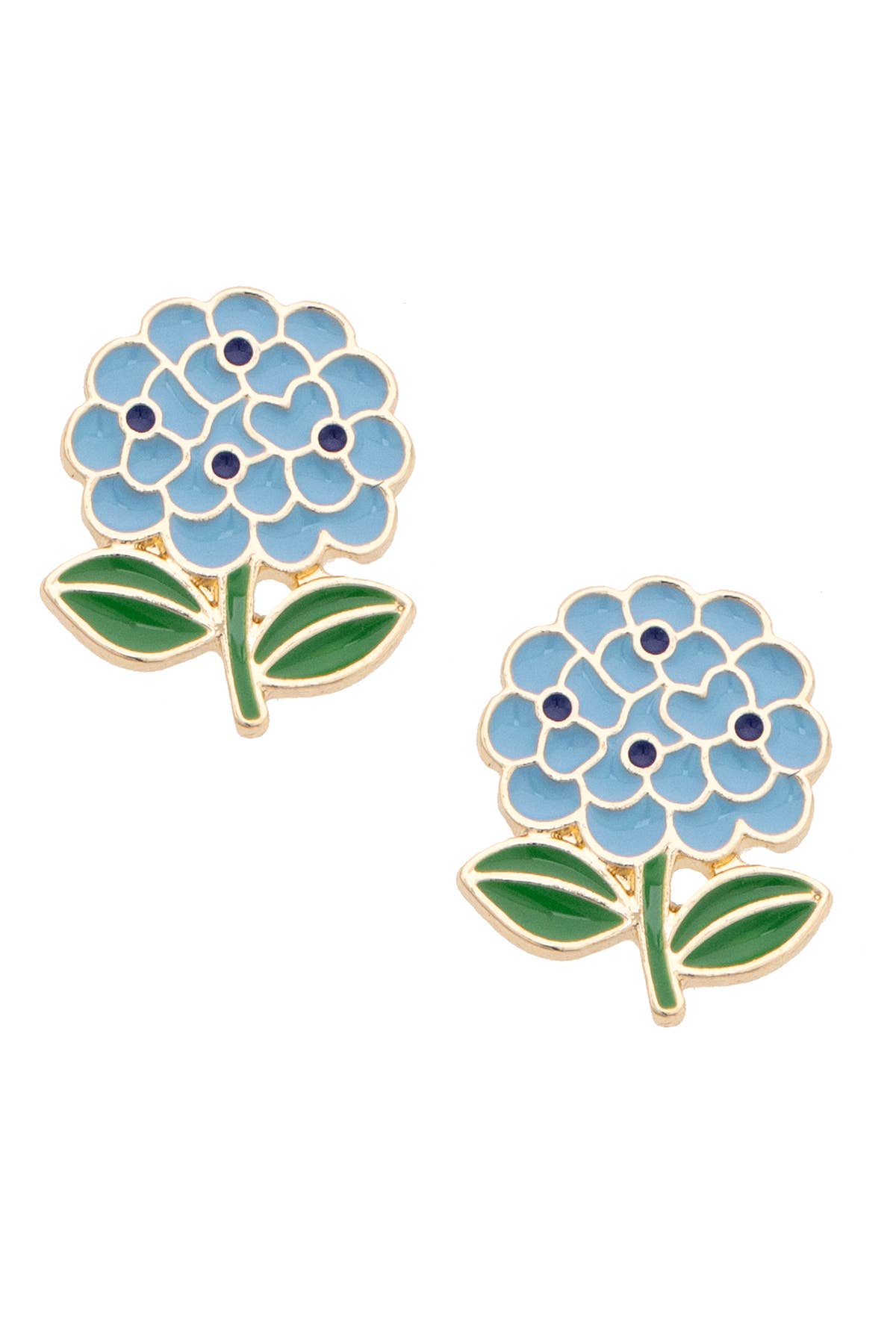 Hydrangea Enamel Stud Earrings in Light Blue