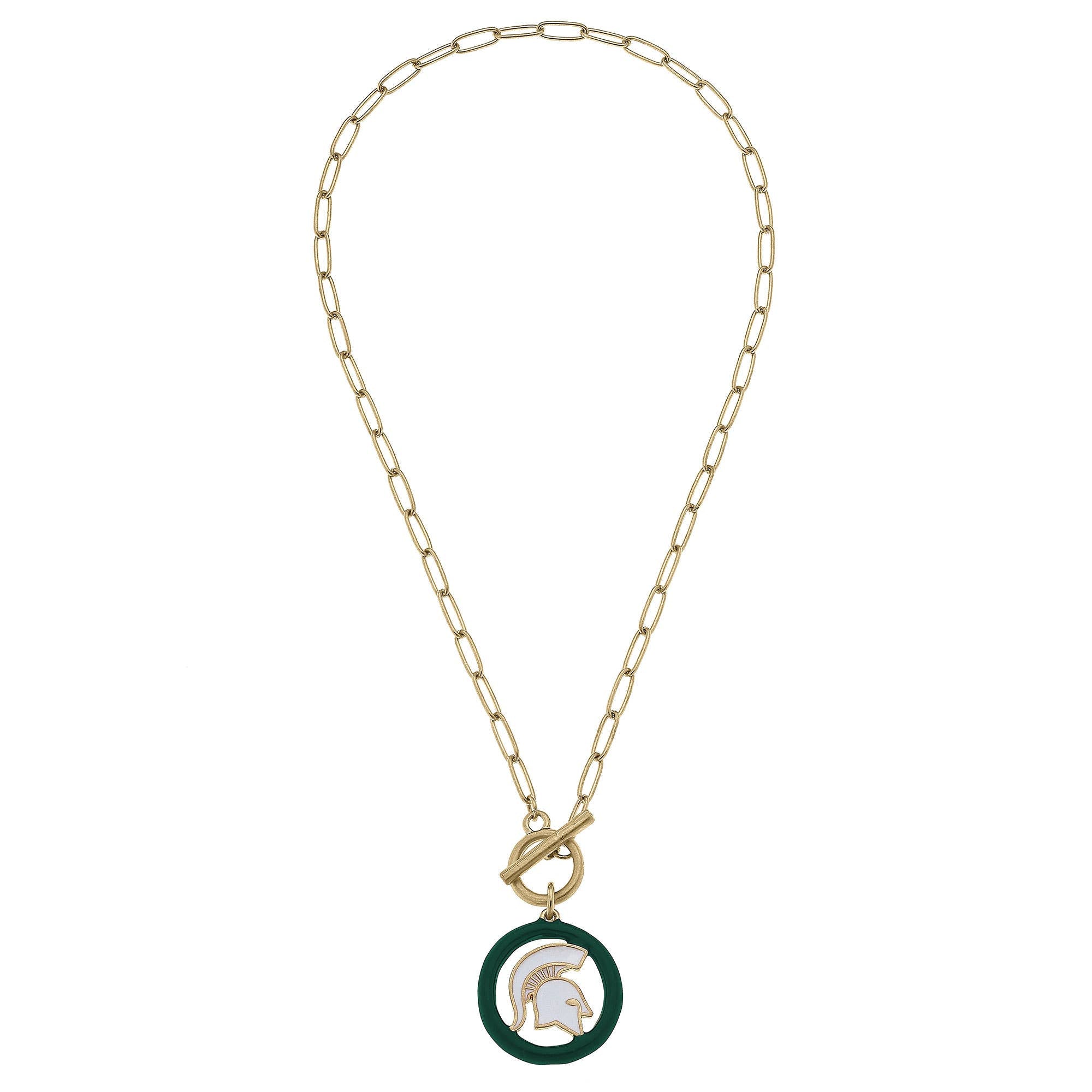 Michigan State Spartans Logo Enamel T-Bar Necklace