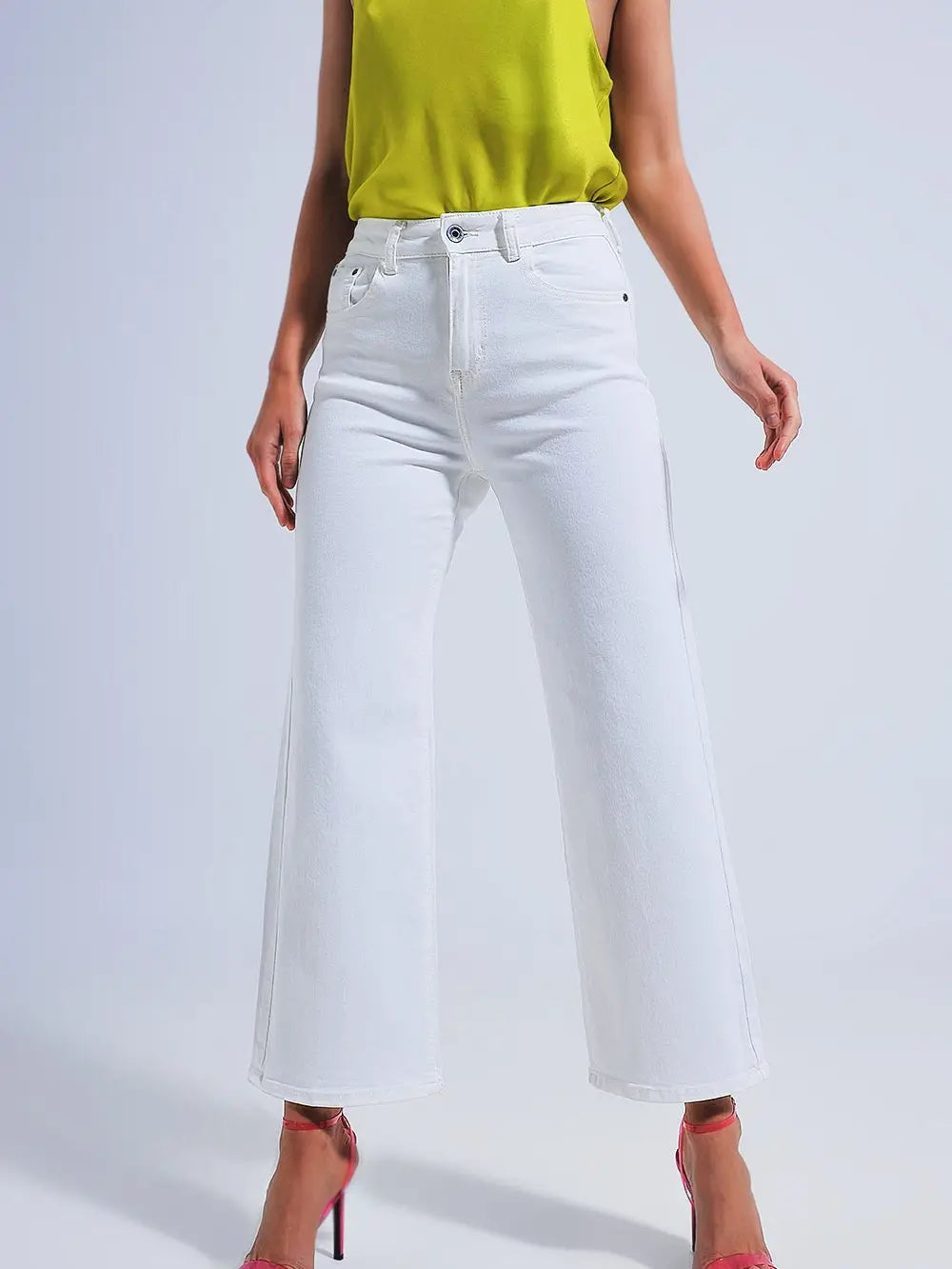 wide leg white jean