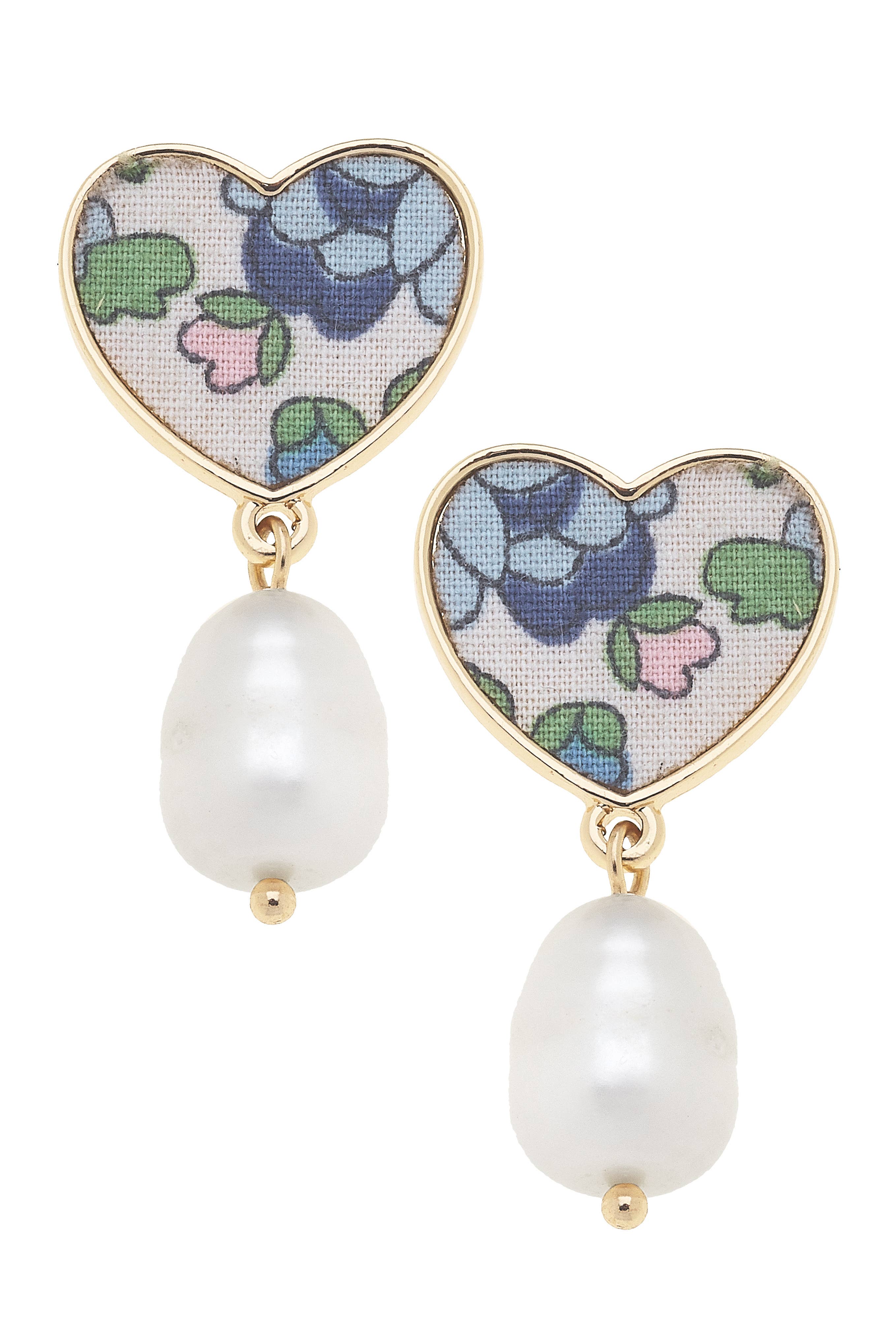 Victoria Vintage Floral Pearl Heart Earrings