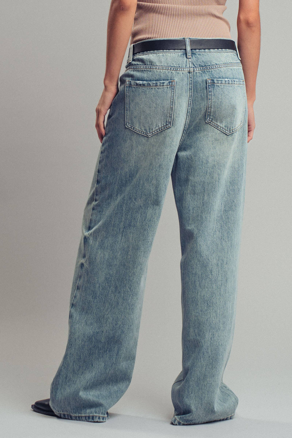 Vintage Wash High Waist Straight Leg Jeans