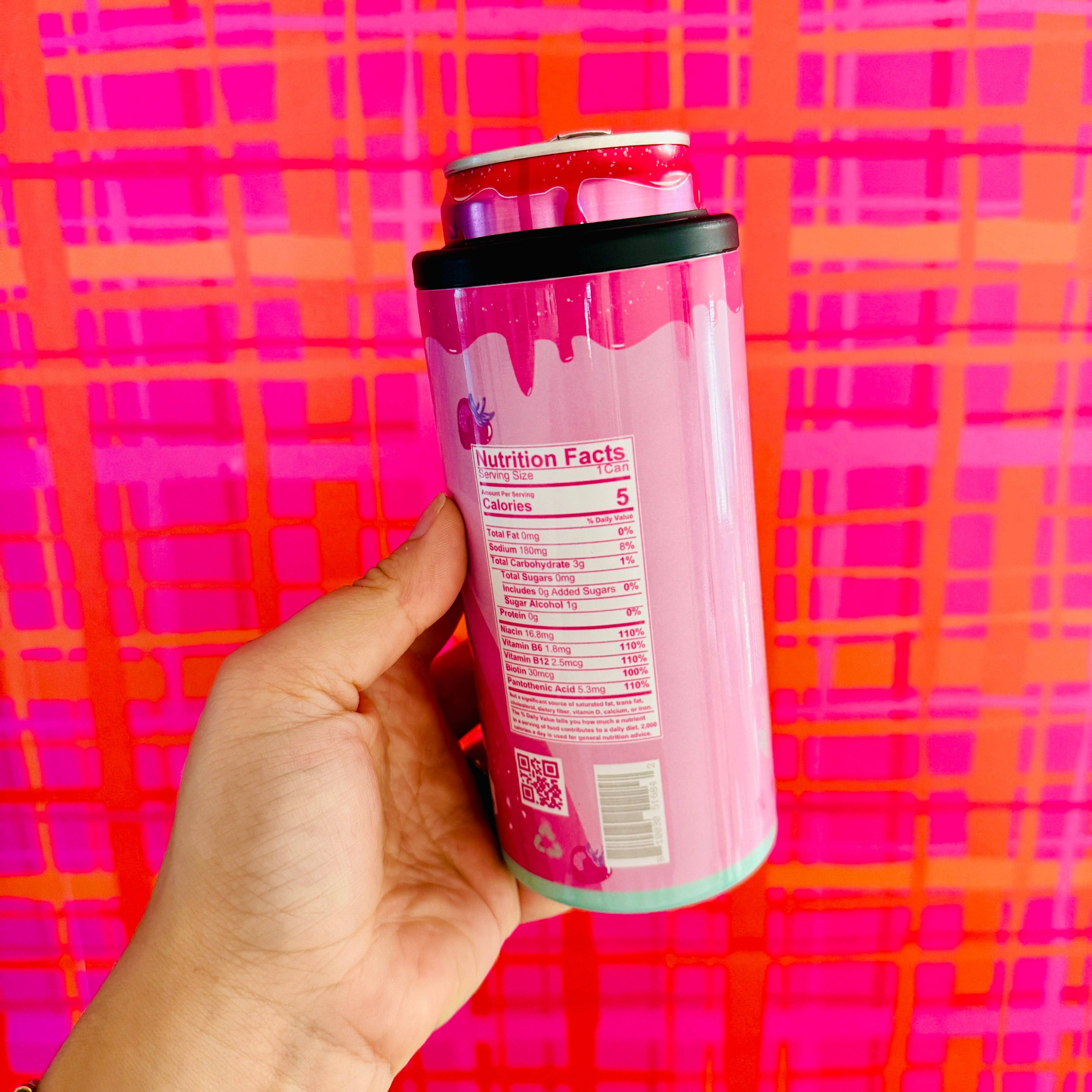 Slim Can Cooler, Pink Energy