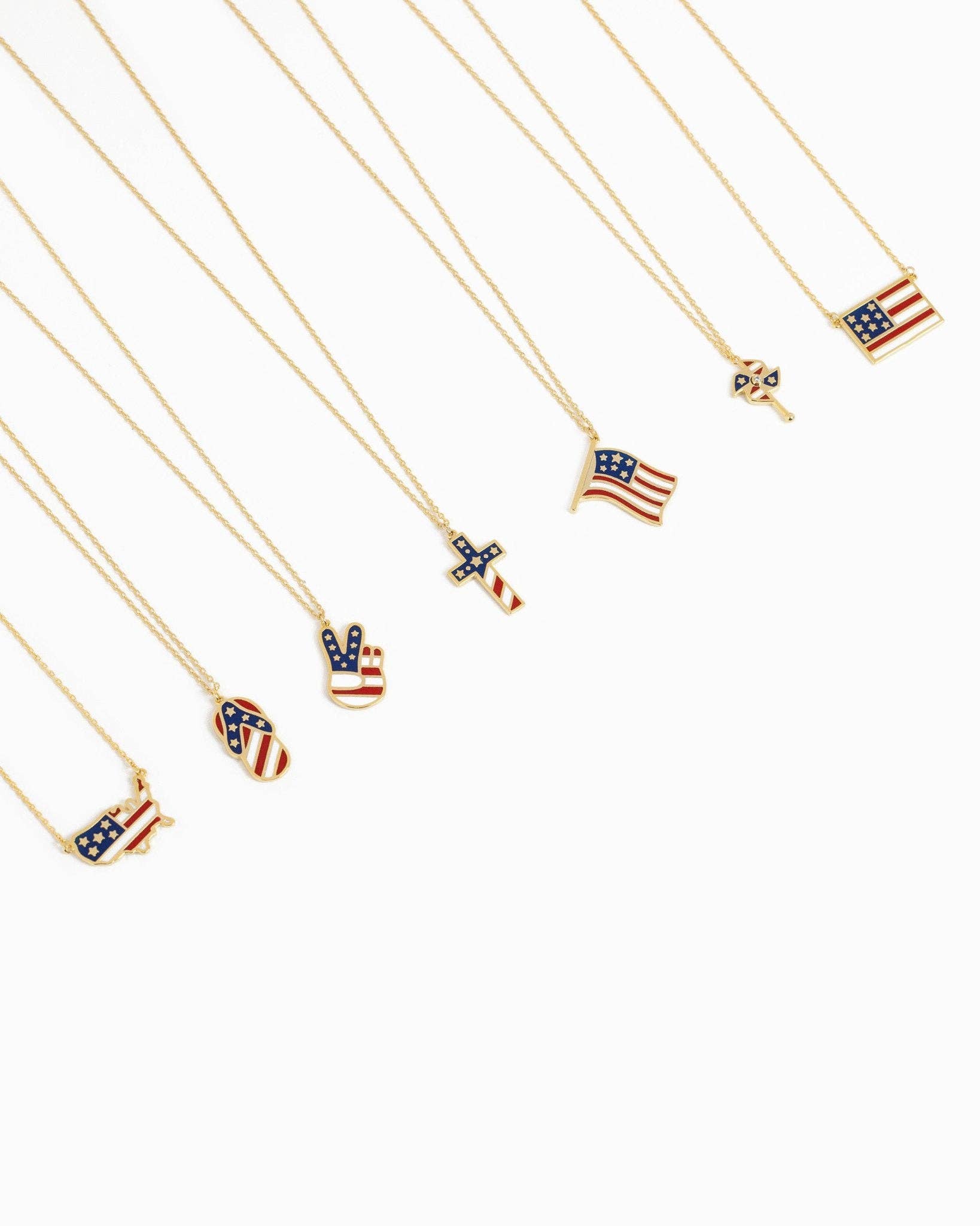 Patriotic American Flag Pendant Necklace