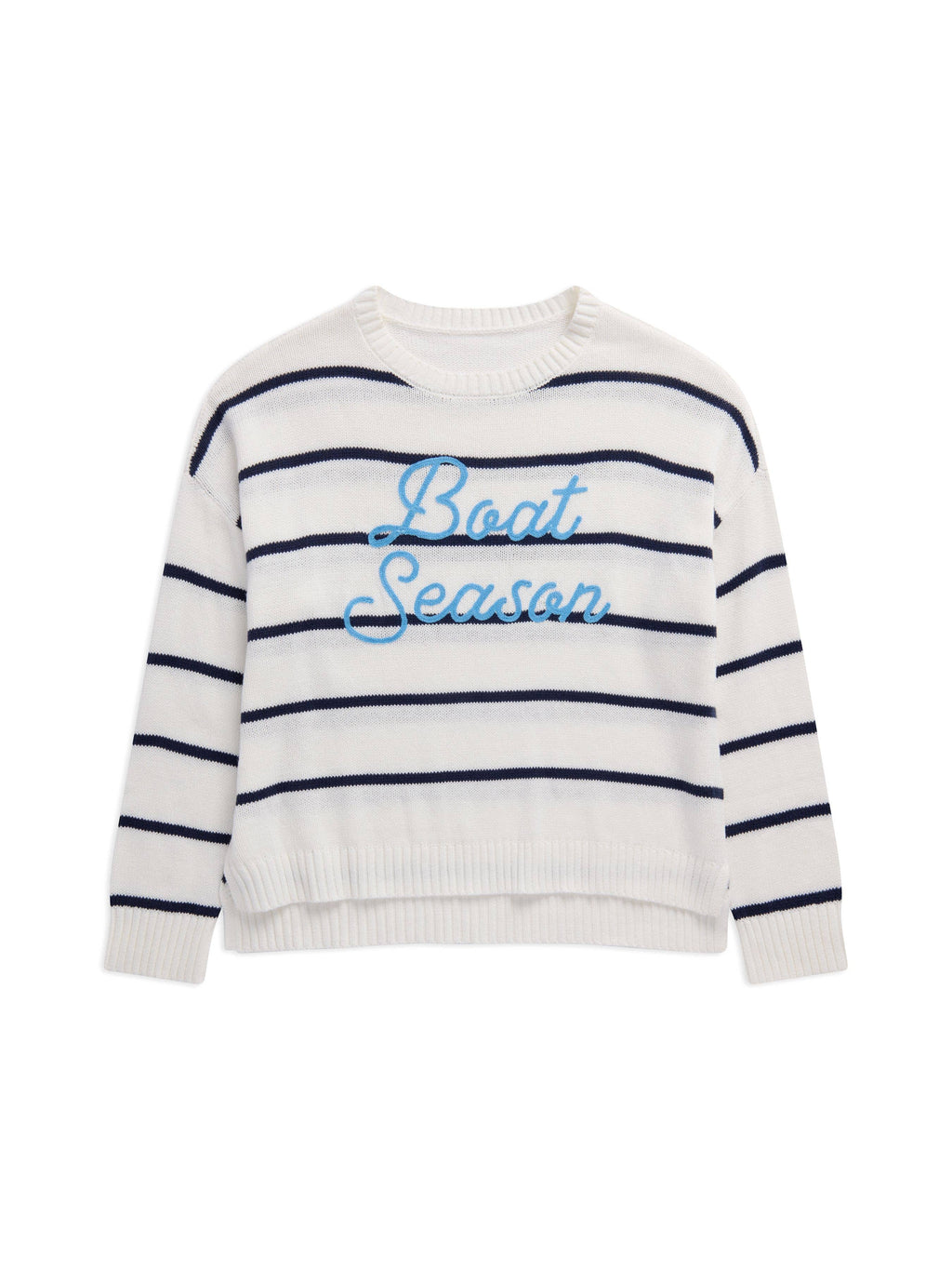 "BOAT SEASON" RELAXED FIT SWEATERS,WHITE