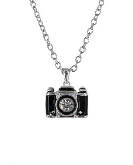 Crystal Lens Photo Camera Pendant Necklace