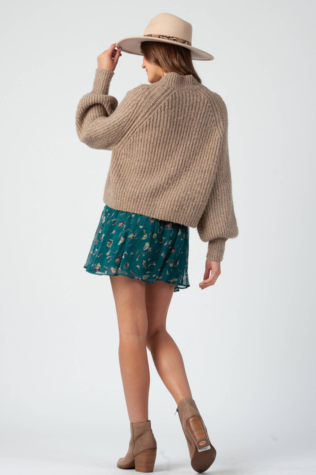 Floral Chiffon Flowy Skirt-JADE
