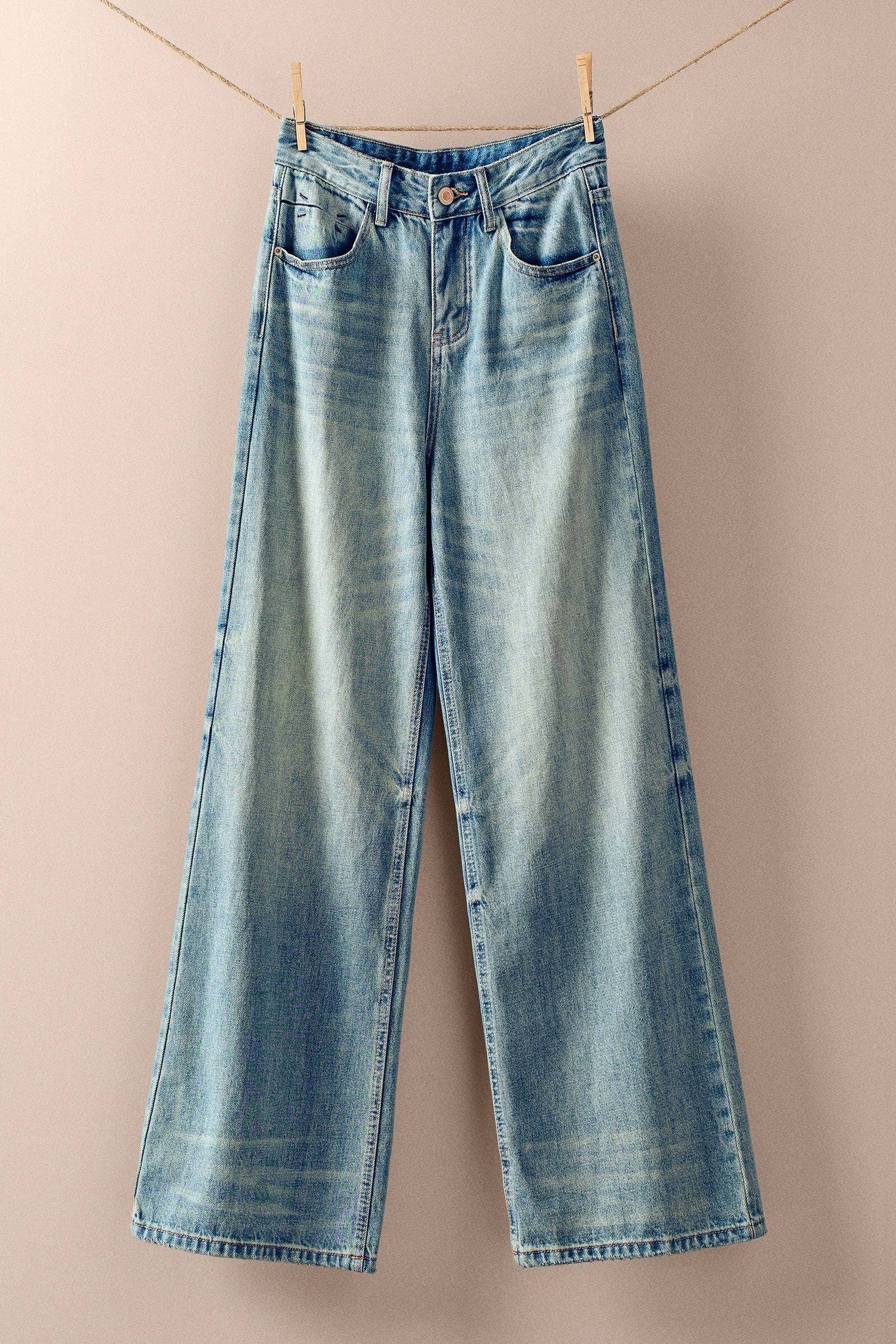Vintage Wash High Waist Straight Leg Jeans