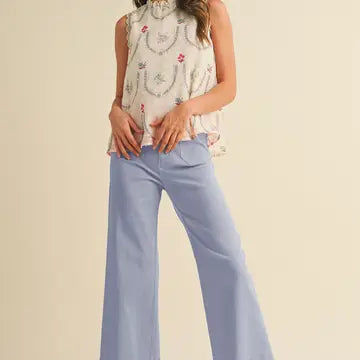High Waist Cropped Wide Leg Pants
