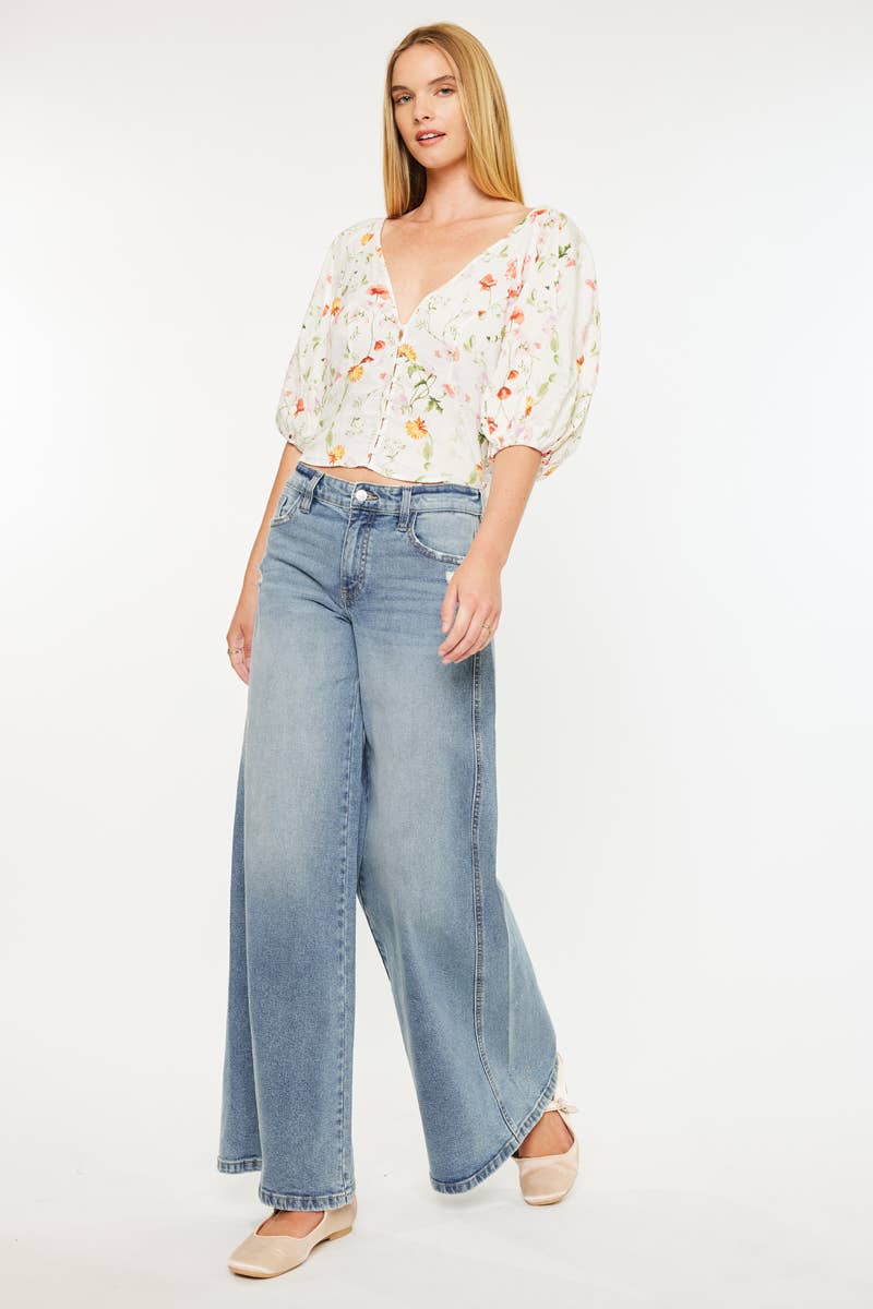 Kan Can -MID RISE SUPER WIDE JEANS
