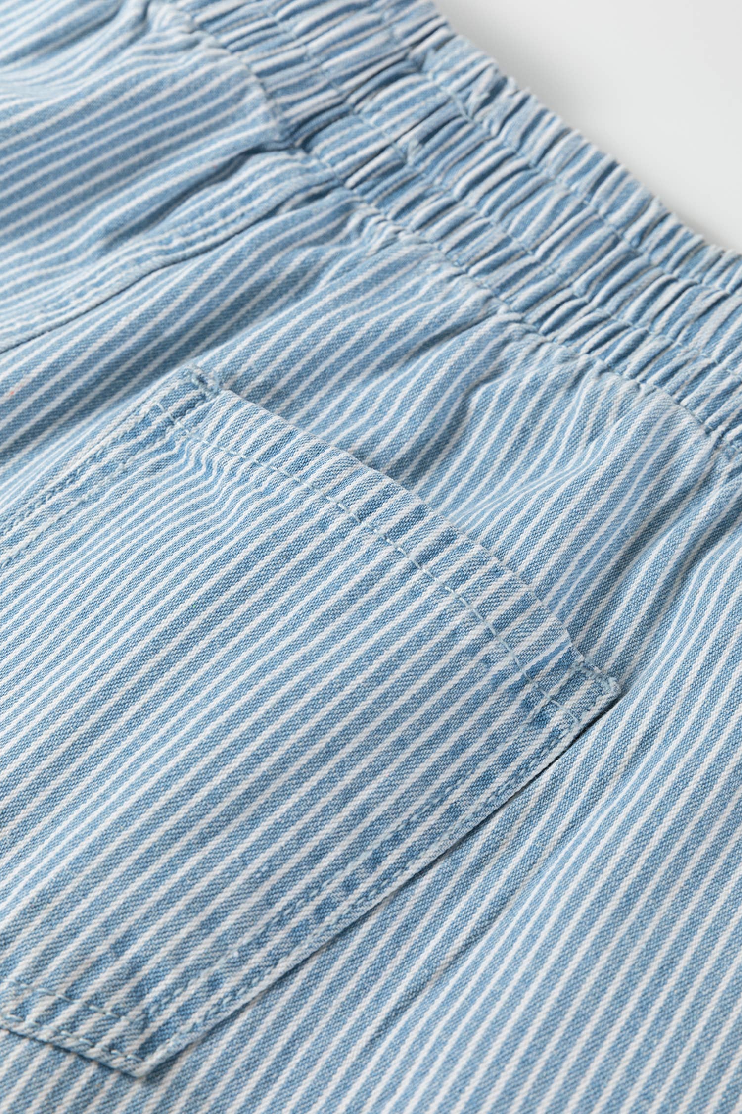 Stripe Drawstring Elastic Waist Casual Denim Shorts