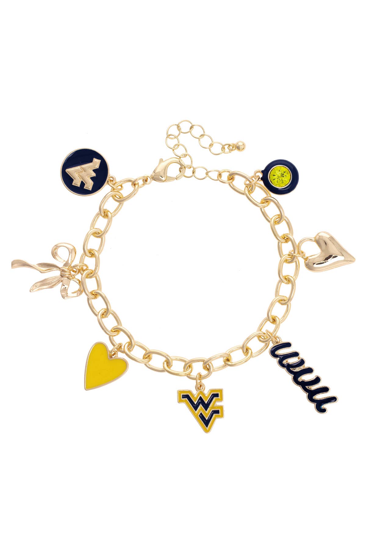 West Virginia Mountaineers Enamel Icons Charm Bracelet