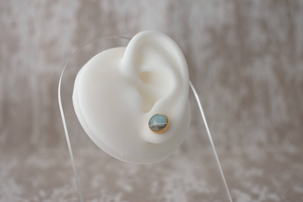 Light Blue Wave Stud | Custom Sand Earring