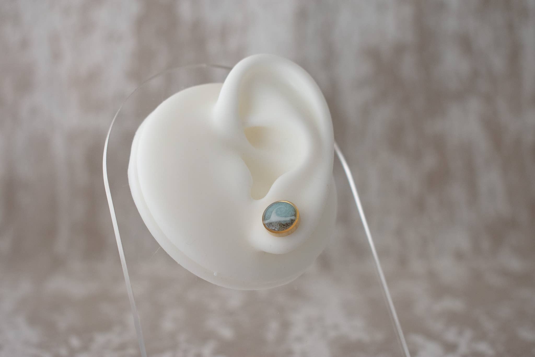 Light Blue Wave Stud | Custom Sand Earring