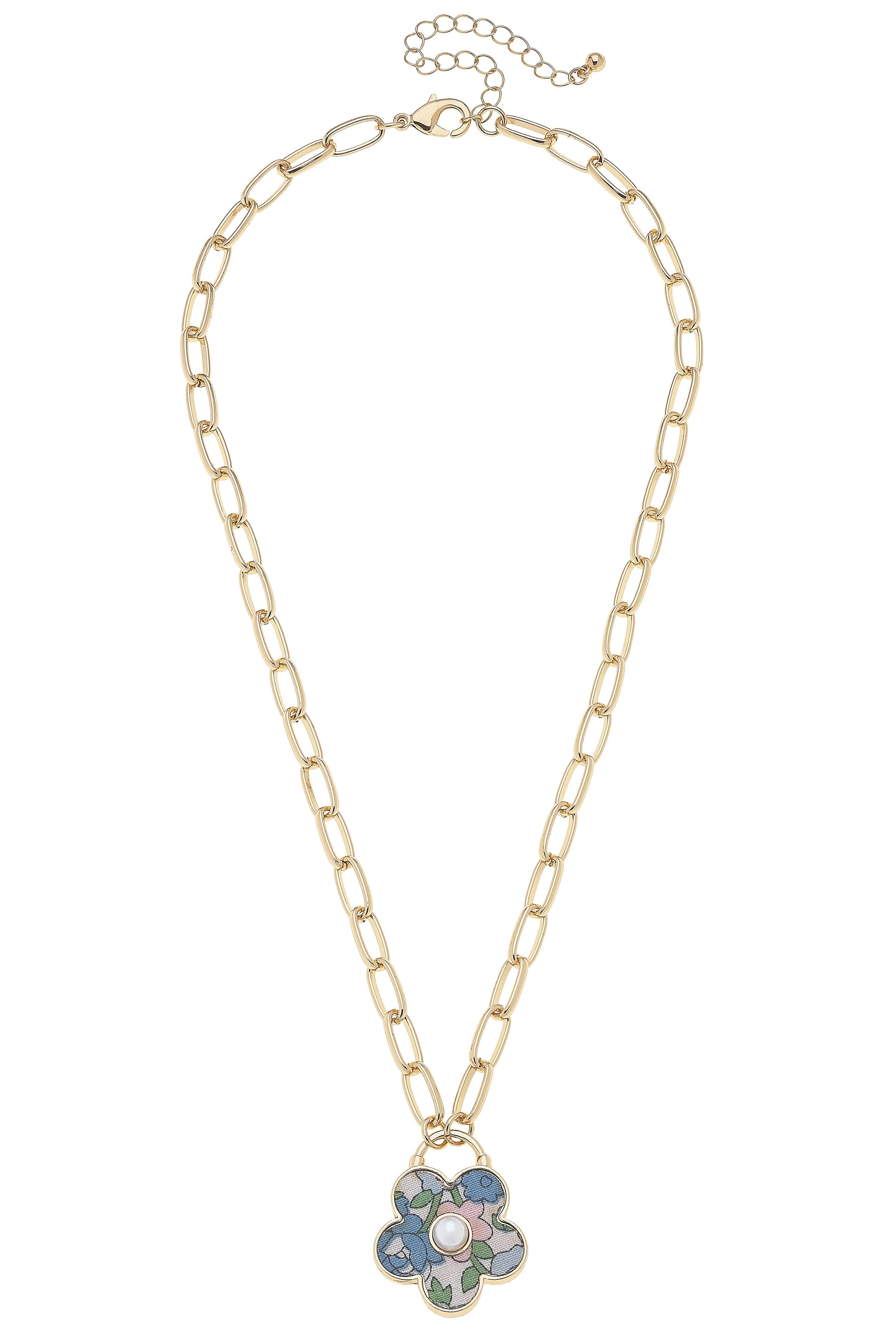 Penelope Vintage Floral Pearl Flower Necklace