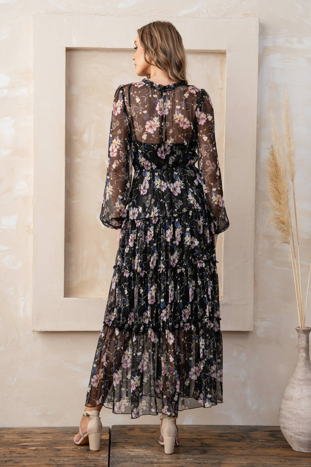 FLORAL PRINT SWEEHEARTNECK DRESS