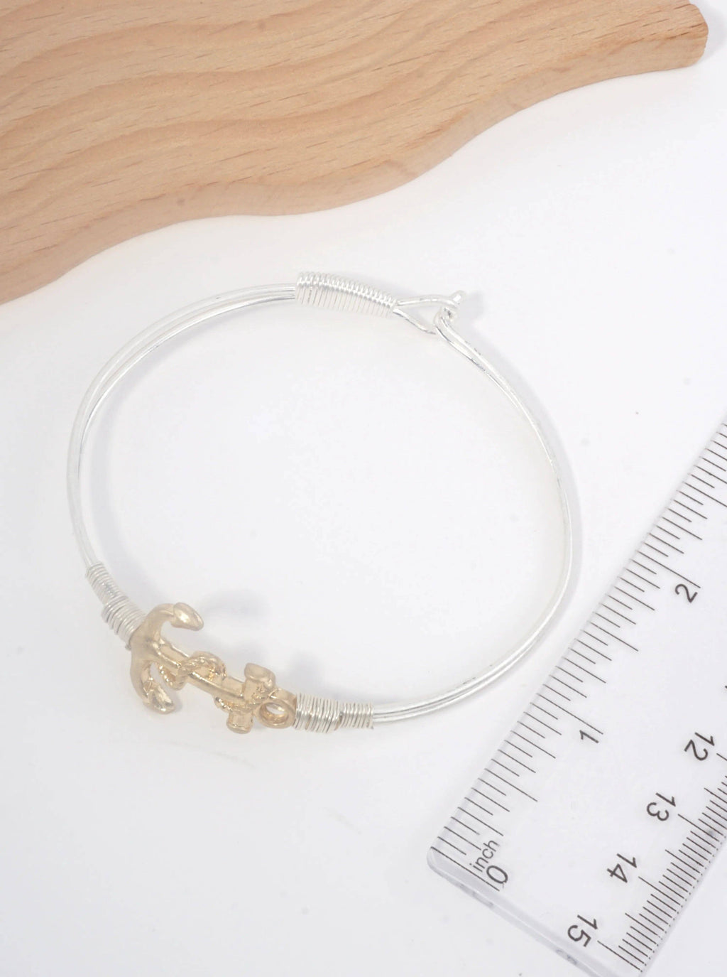 Hammered Anchor Hook Closure Cuff Bracelet