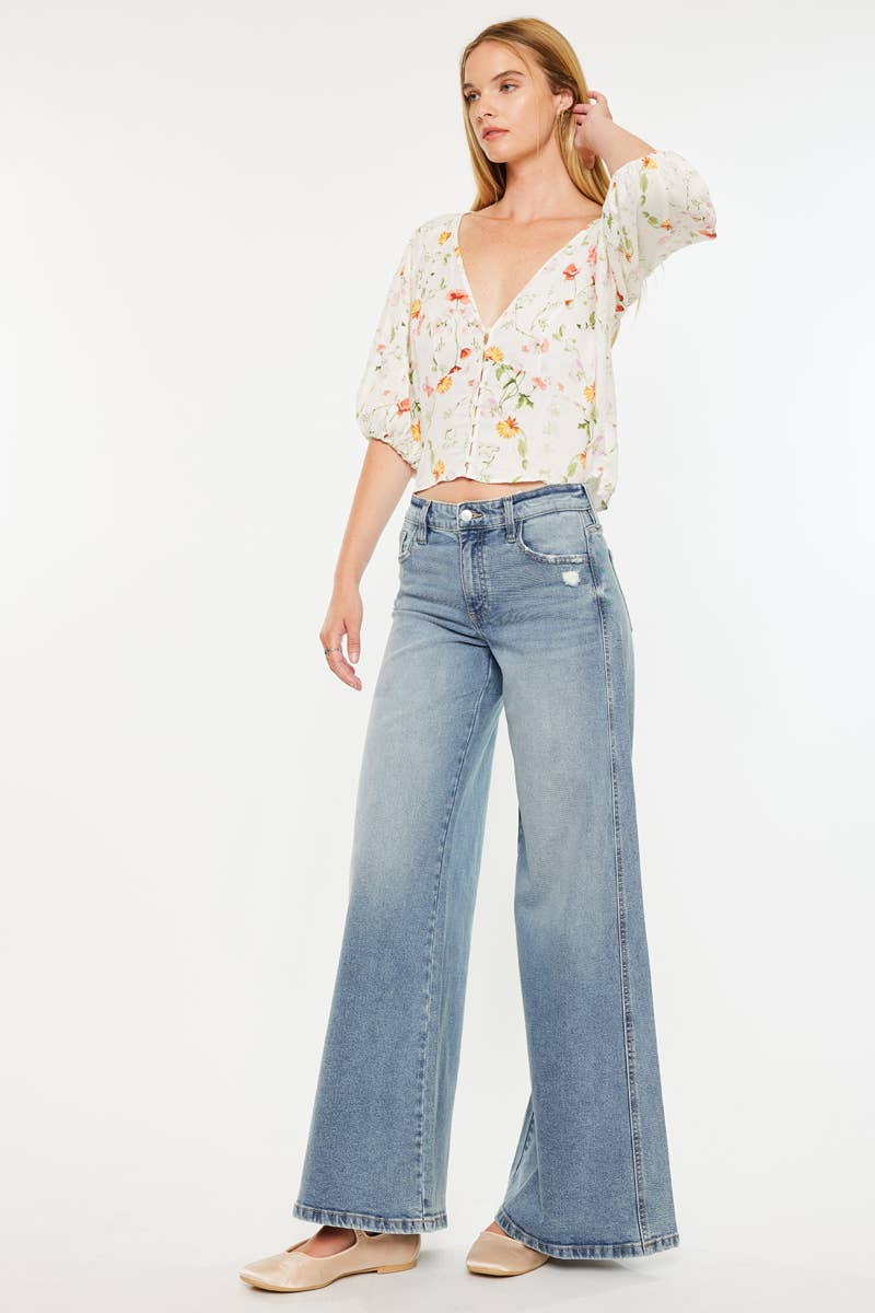 Kan Can -MID RISE SUPER WIDE JEANS