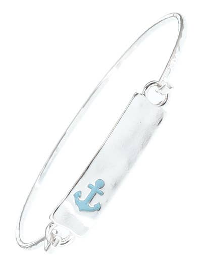 Silver Long Rectangle Anchor Casting Bangle