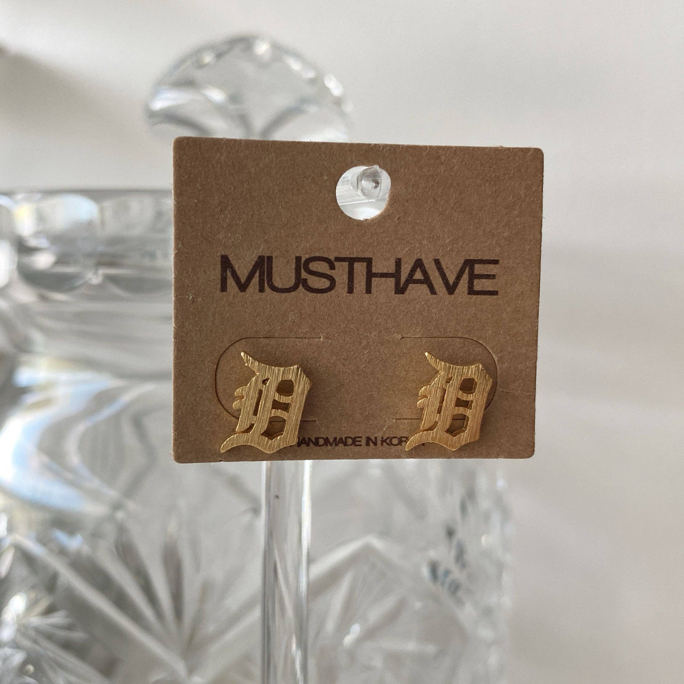 Detroit 'D' Earrings