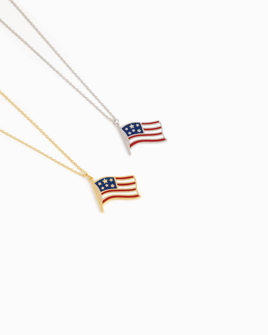Patriotic Wavy American Flag Pendant Necklace