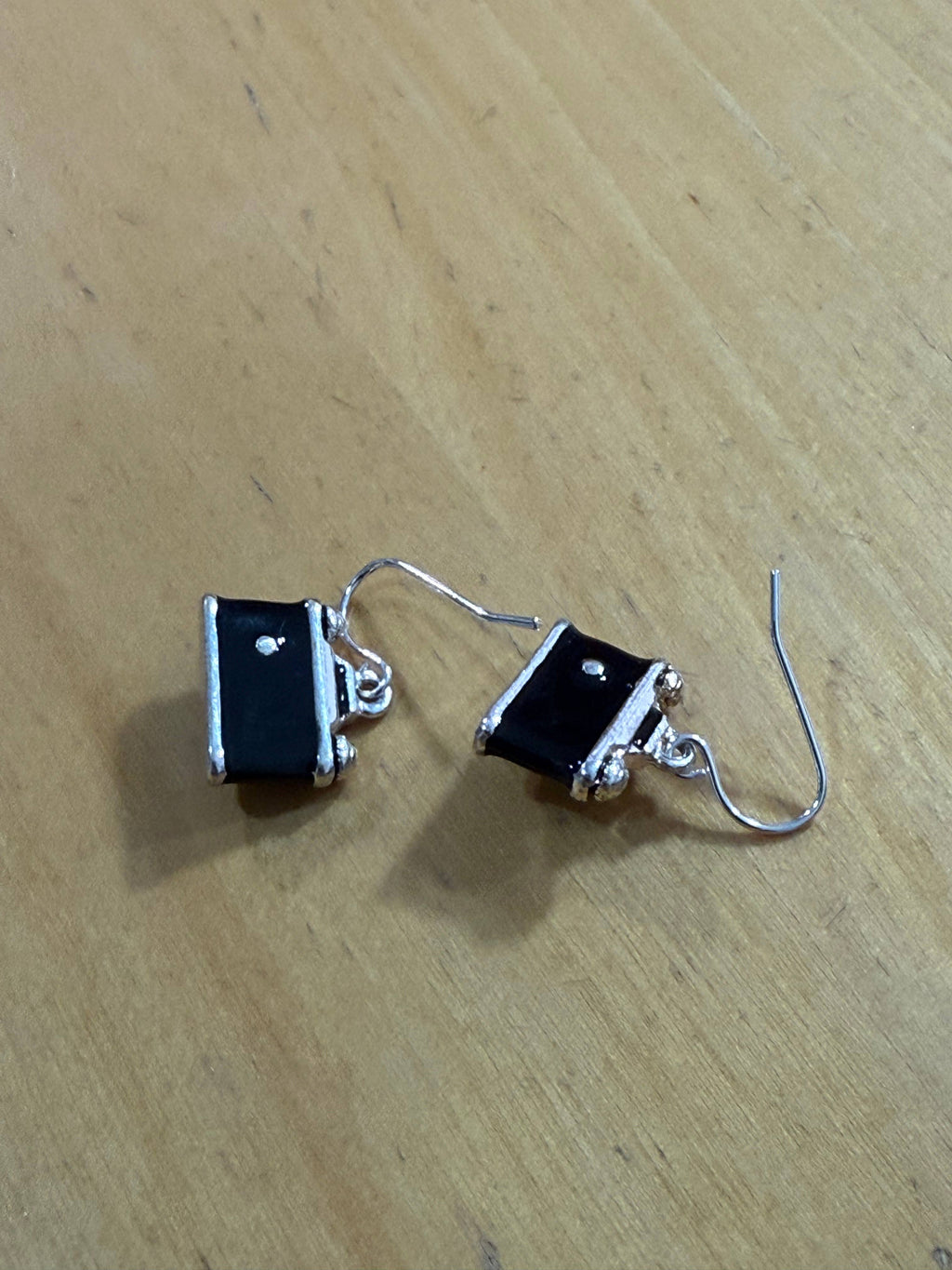 Crystal Lens Black_Silver Film Camera Retro Earrings