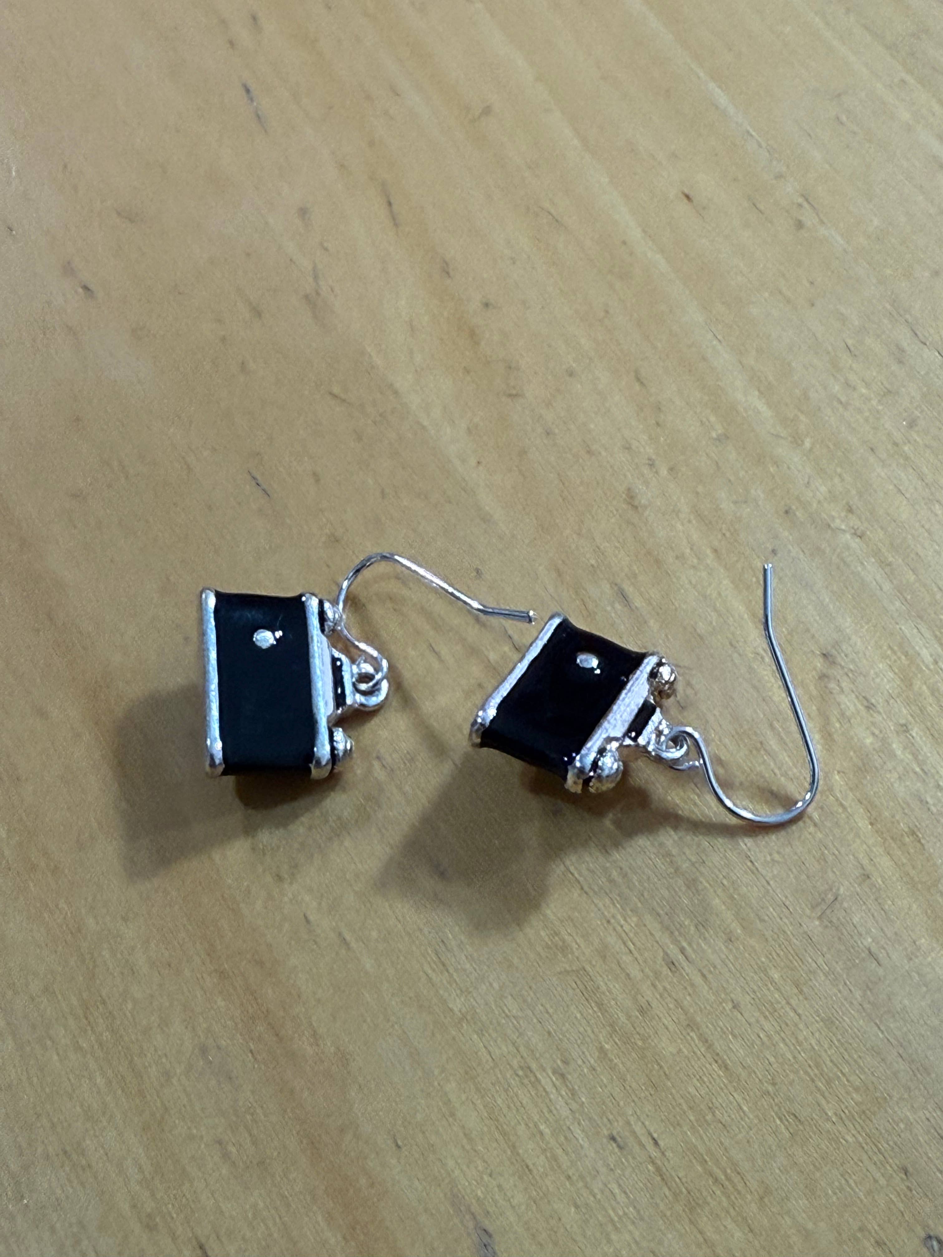 Crystal Lens Black_Silver Film Camera Retro Earrings