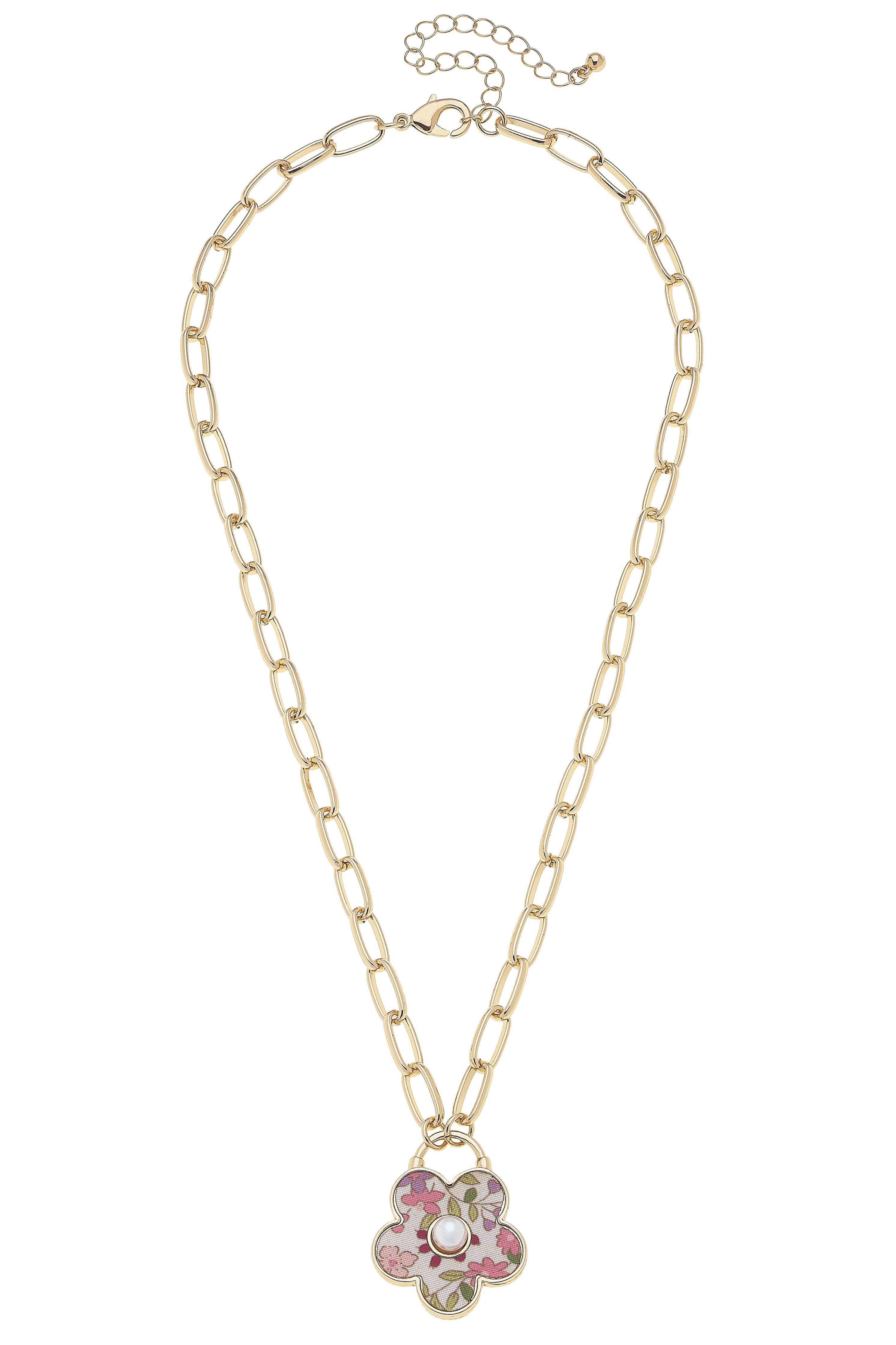 Penelope Vintage Floral Pearl Flower Necklace