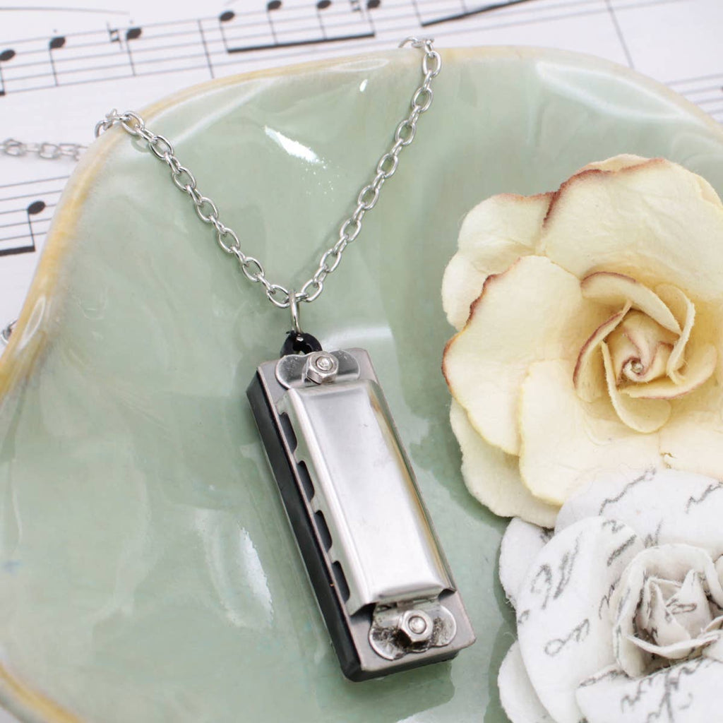 Silver Harmonica Necklace