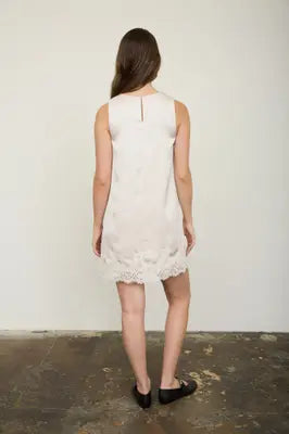 Satin Lace Shift Mini Dress