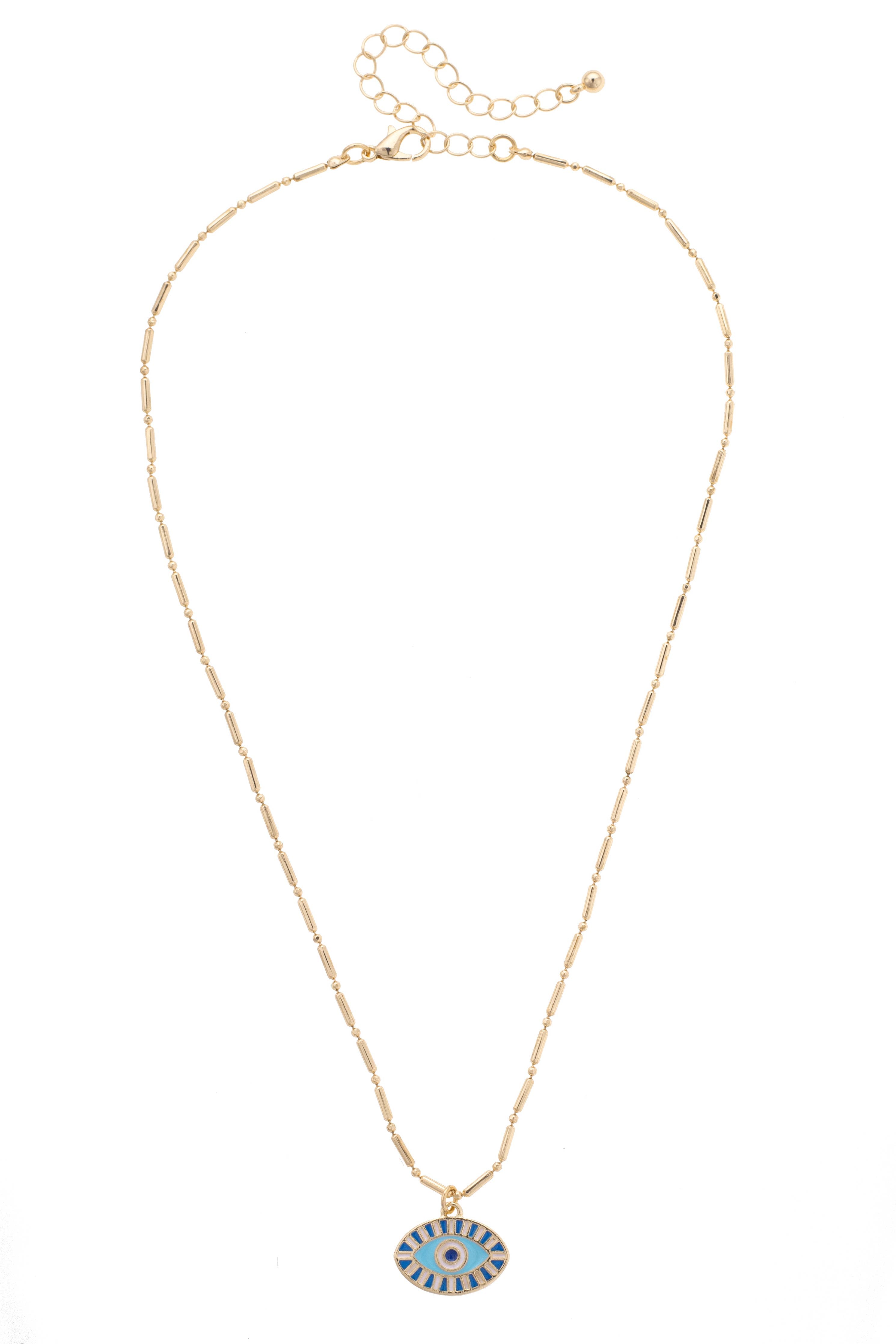 Evil Eye Enamel Neckalce in Shiny Gold
