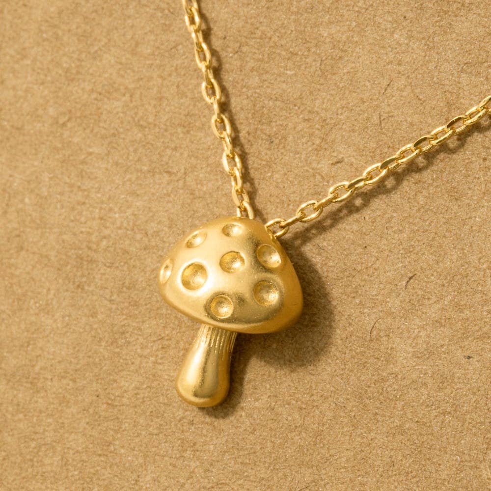 Gold Dipped Mini Mushroom Pendant Necklace